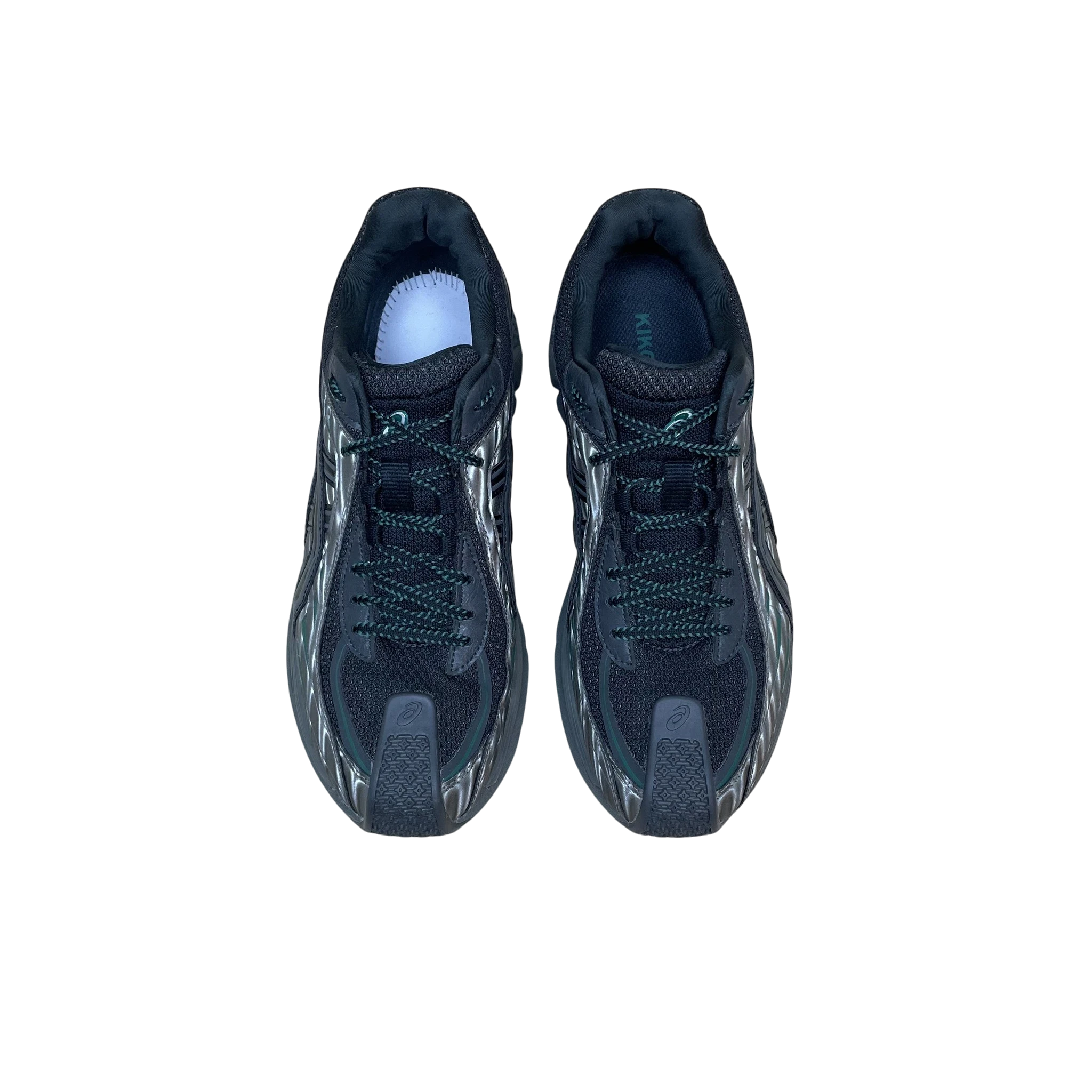 Zenno Archive Kiko Kostadinov x ASICS Gel-Flammae sneakers in black and grey with mesh and metallic detailing