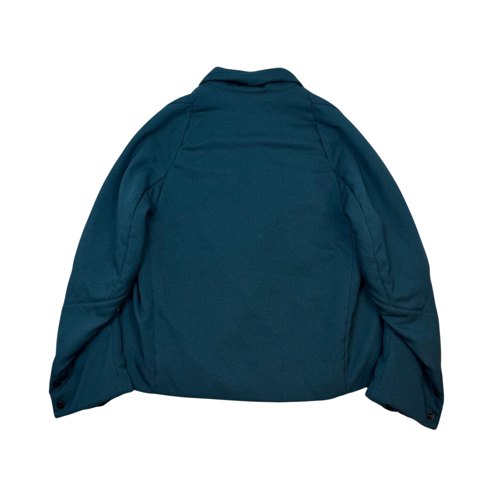 Zenno Archive Kiko Kostadinov Vein cropped padded jacket in dark green, back view showing structured fit.