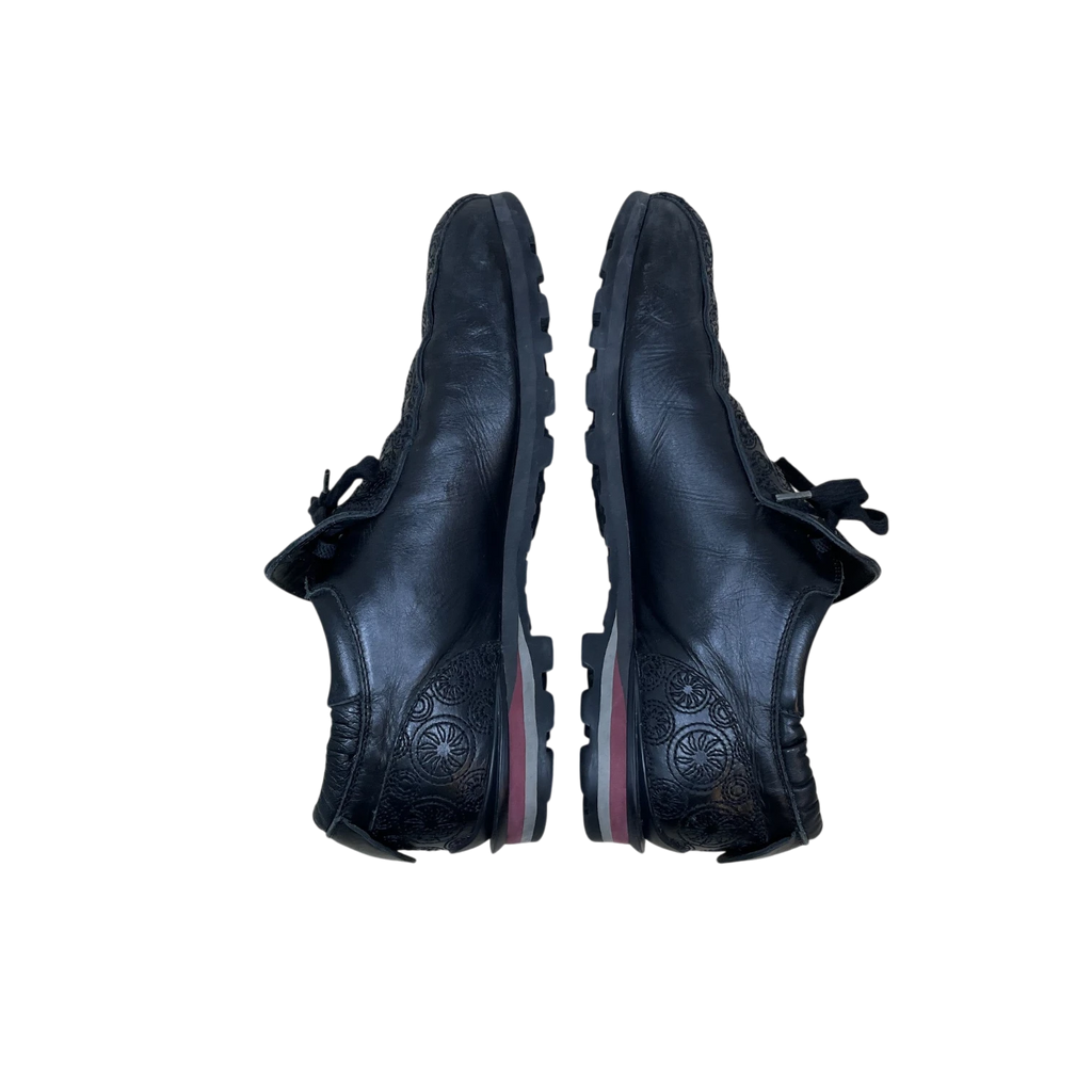 Zenno Archive Kiko Kostadinov Haidu black leather lace-up shoes with embossed circular patterns on the heel