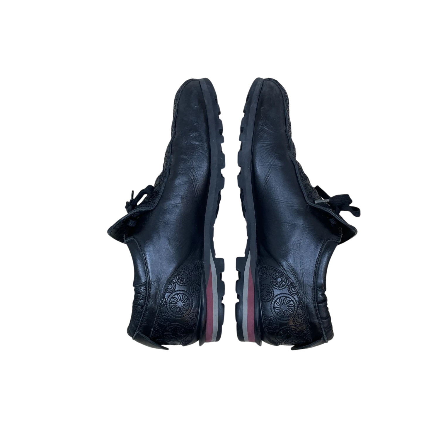 Zenno Archive Kiko Kostadinov Haidu black leather lace-up shoes with embossed circular patterns on the heel