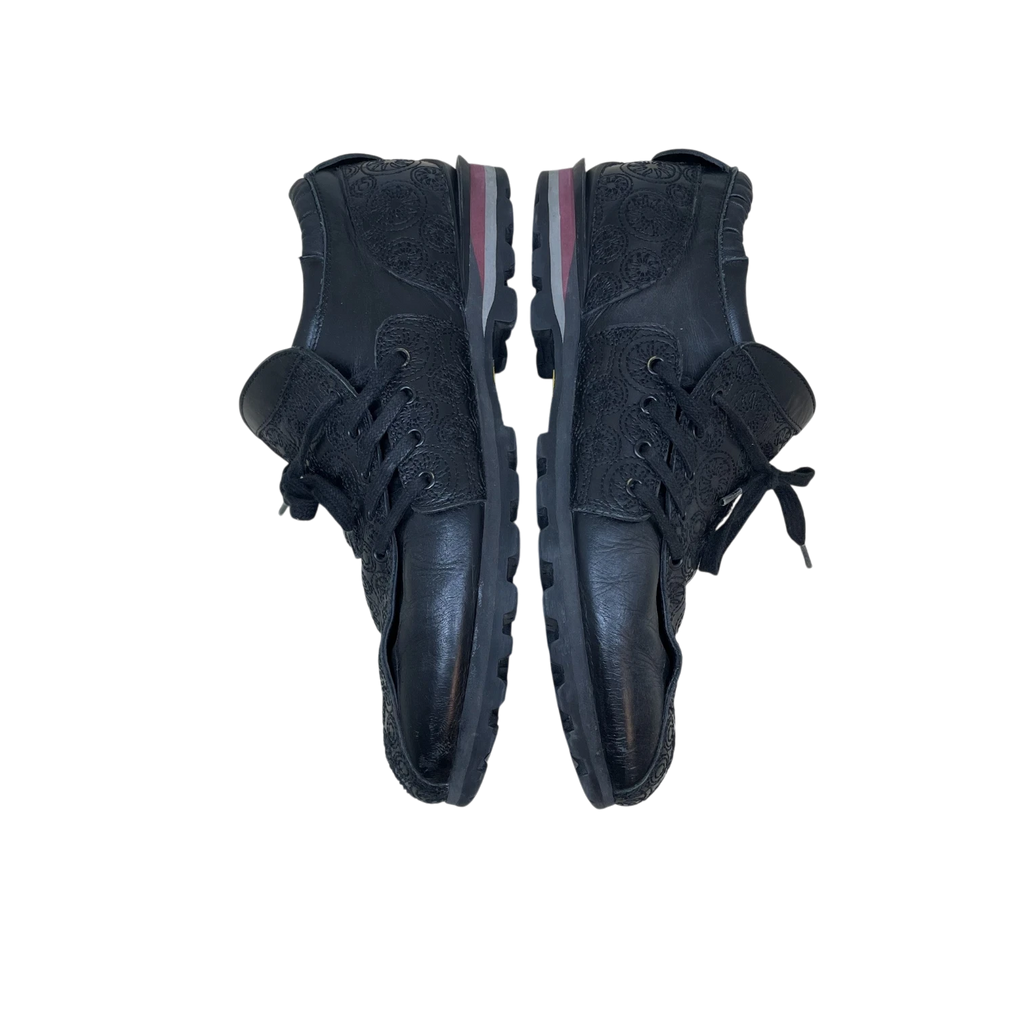 Zenno Archive Kiko Kostadinov Haidu black leather lace-up shoes with textured panels and lugged soles