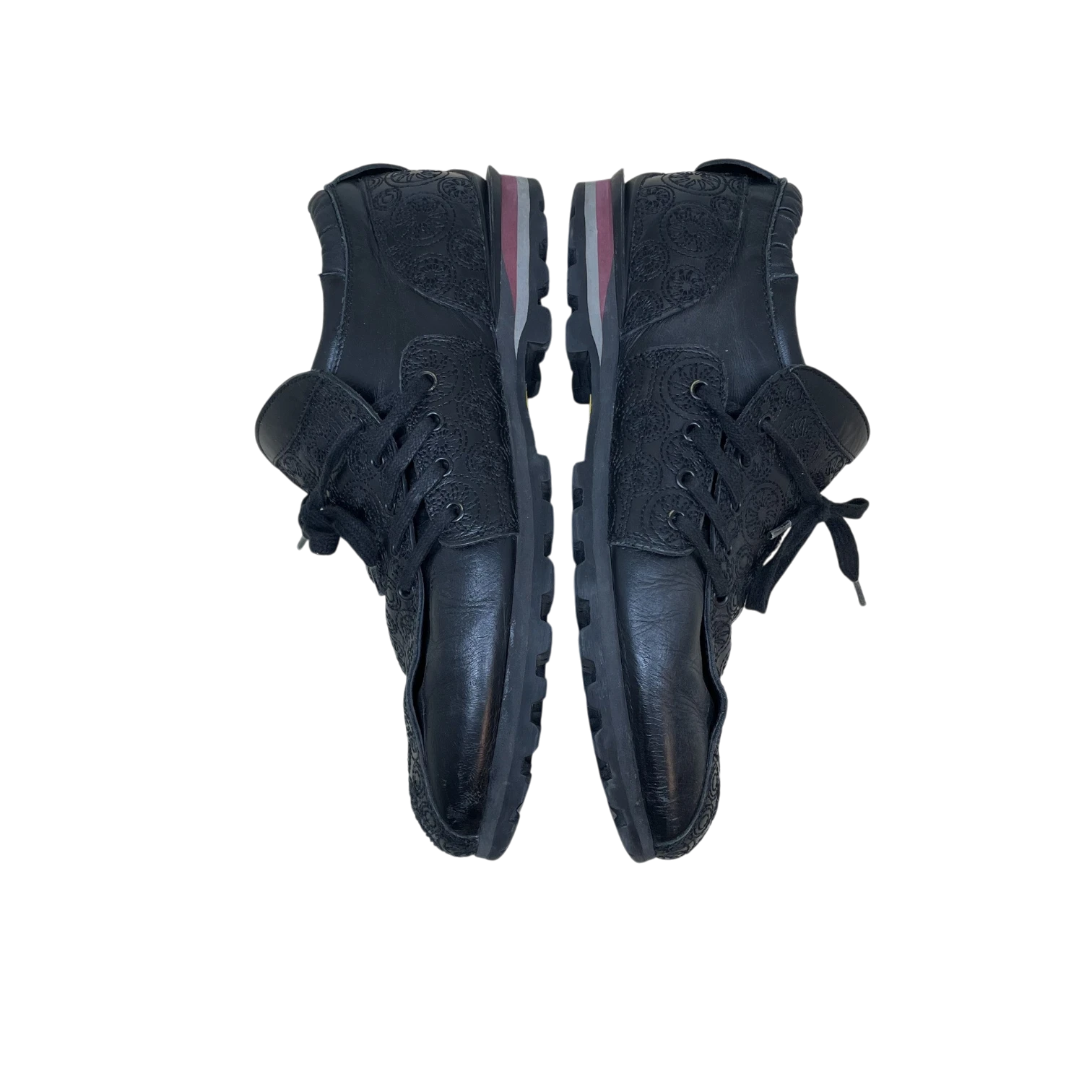 Zenno Archive Kiko Kostadinov Haidu black leather lace-up shoes with textured panels and lugged soles