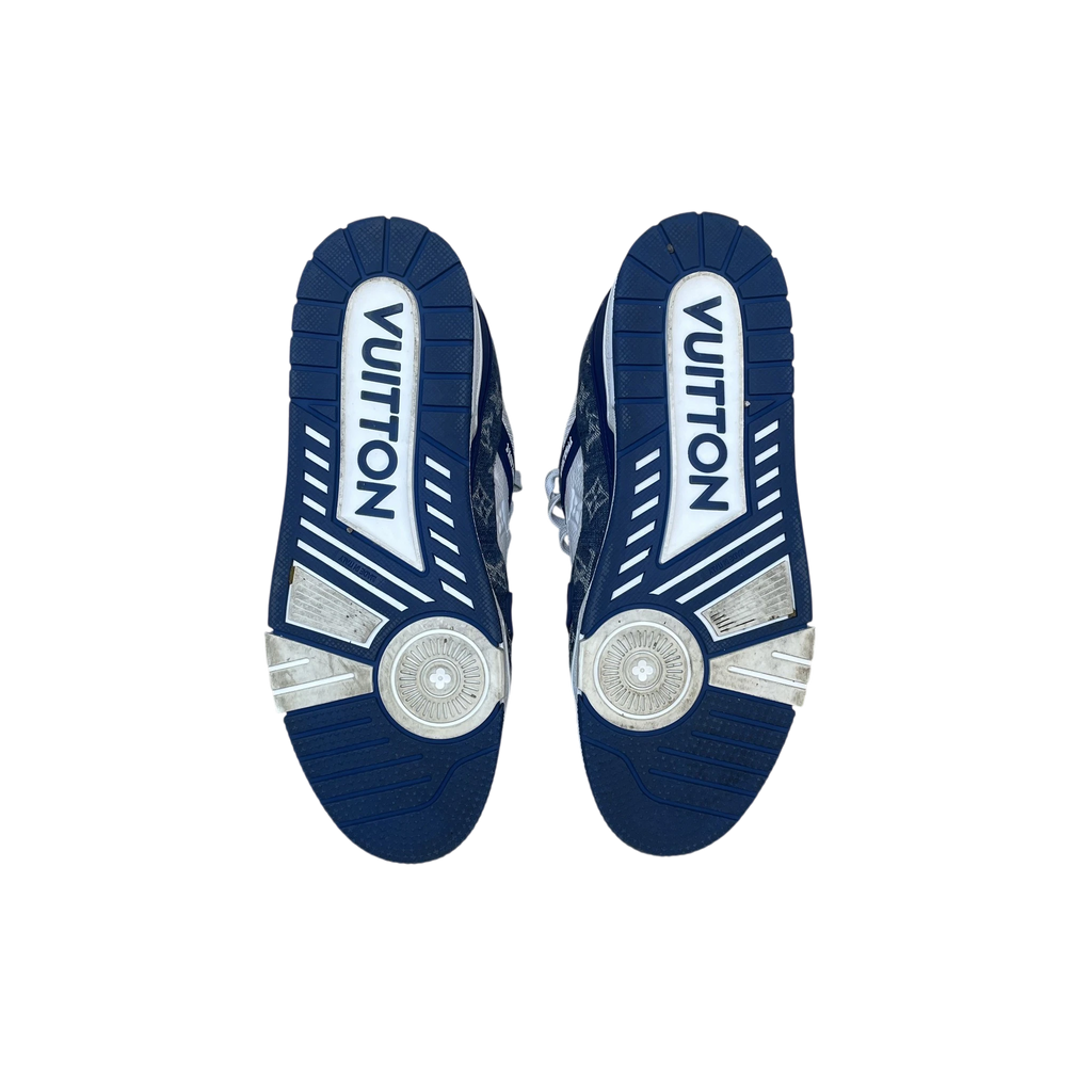 Zenno Archive Louis Vuitton blue denim monogram trainer outsoles with white VUITTON branding