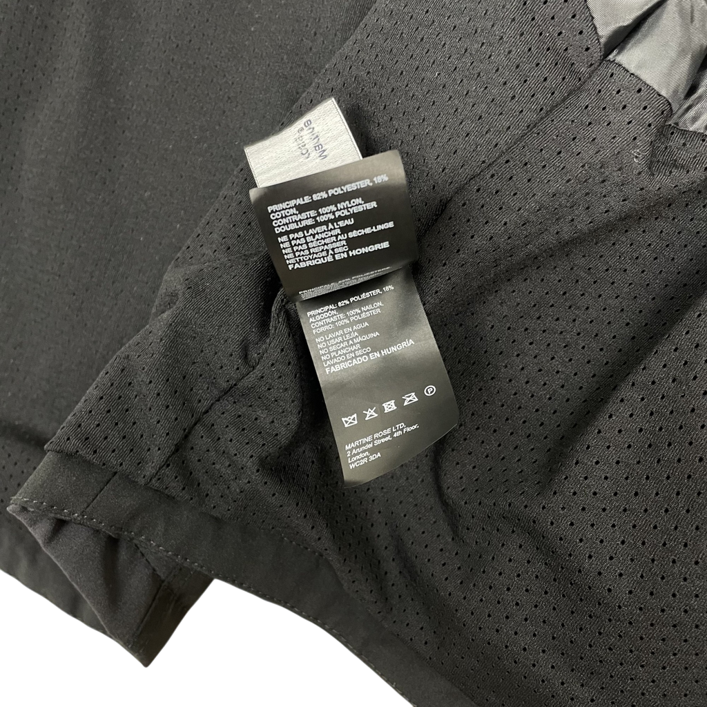 Zenno Archive Martine Rose shrunken sports jacket black and grey interior care label with fabric composition details