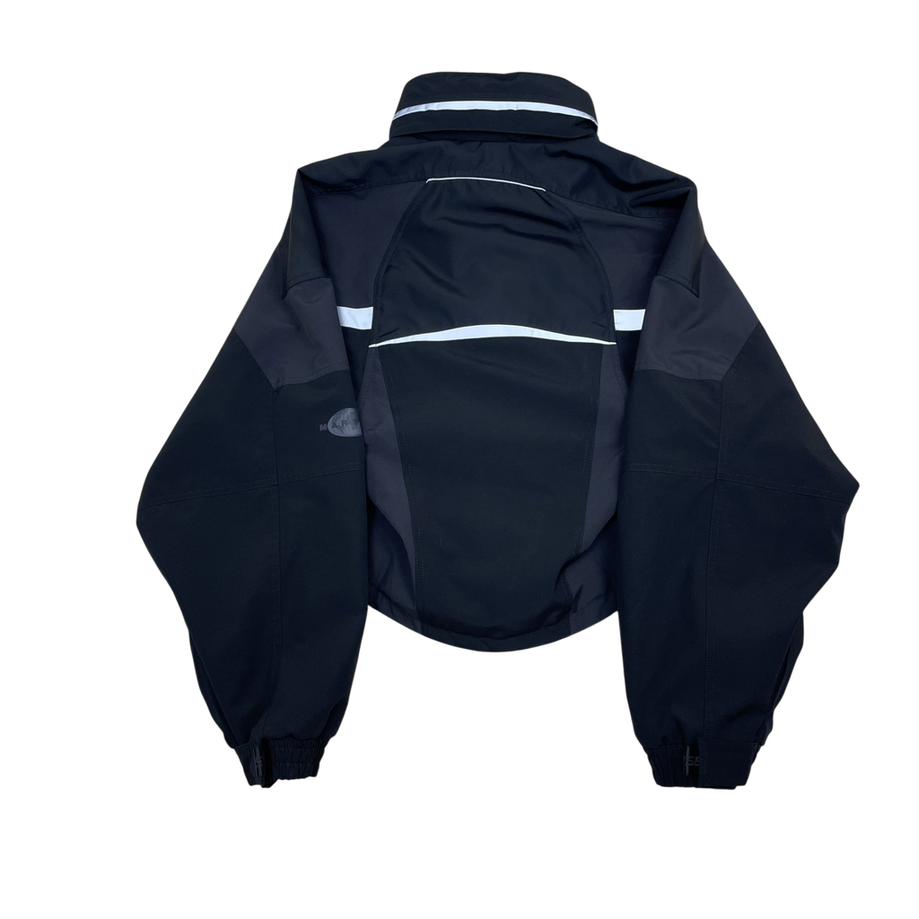 Zenno Archive Martine Rose 2024 shrunken sports jacket in black and grey with white reflective piping details