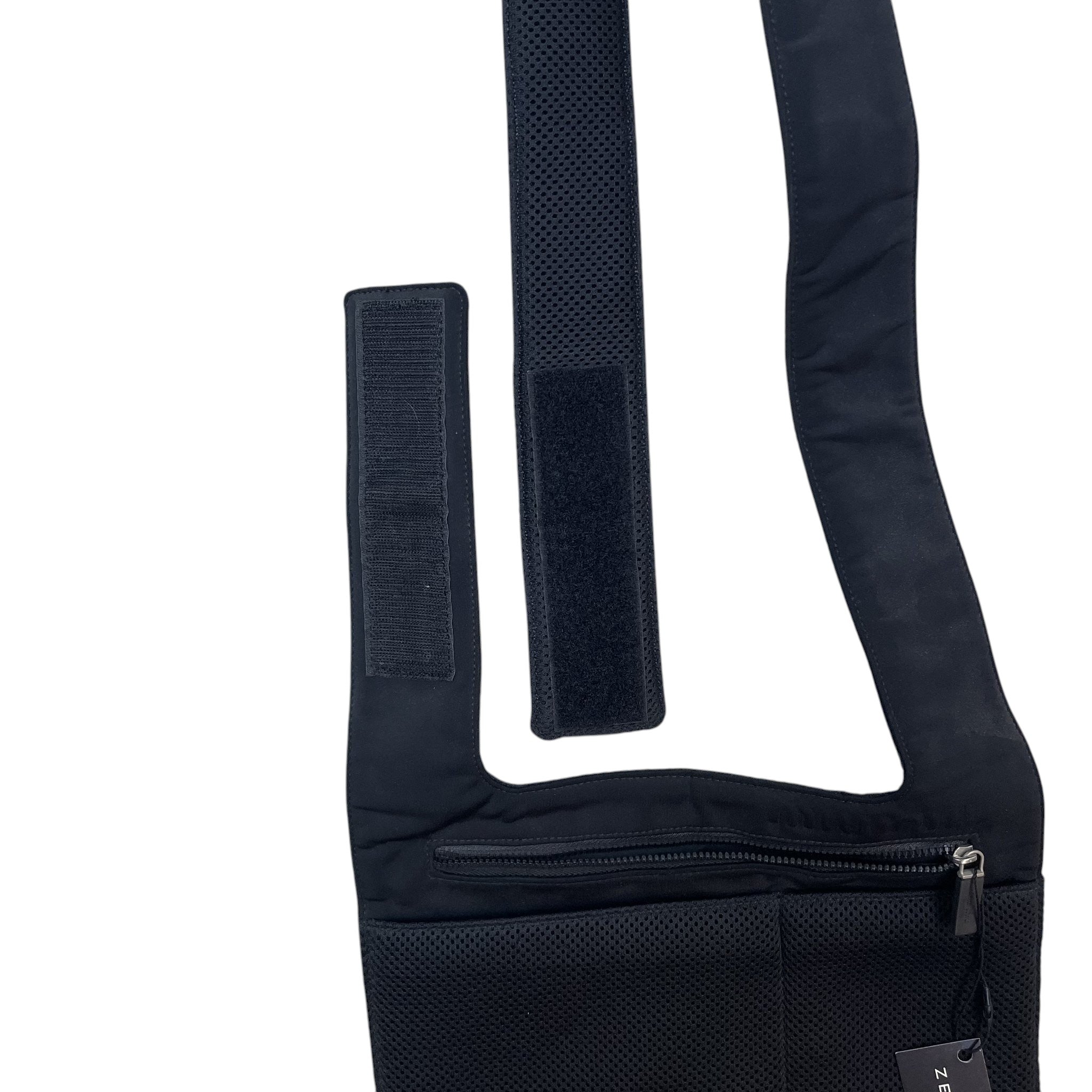 Zenno Archive Miu Miu SS1999 black mesh tactical satchel bag with velcro straps and zipper pocket