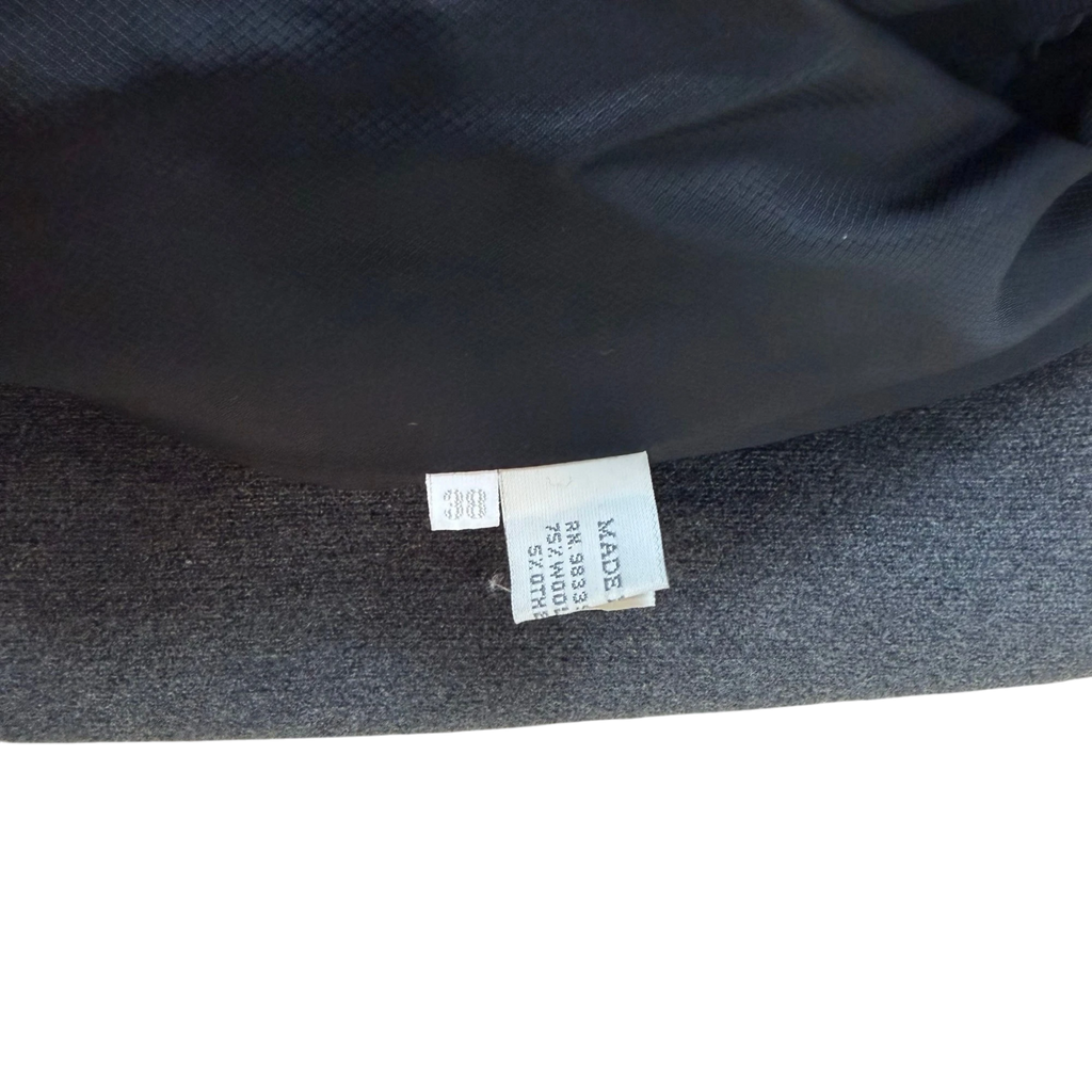 Zenno Archive Miu Miu FW98 grey wool coat interior label showing material composition and size 38