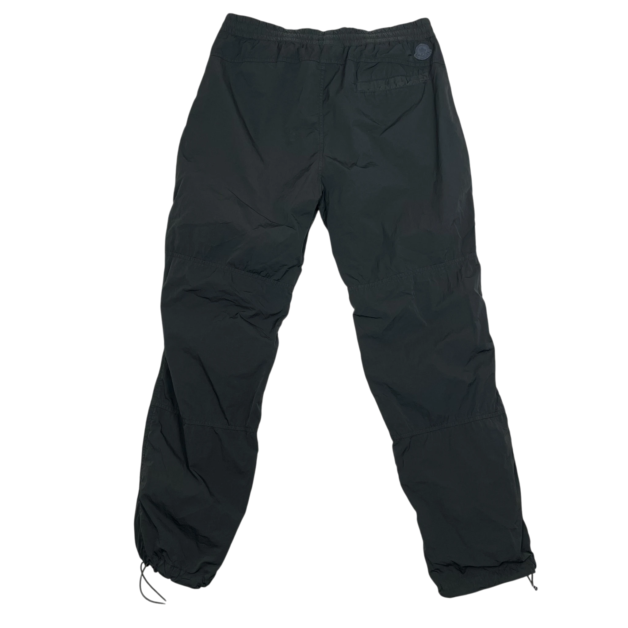 Zenno Archive Moncler 1952 dark green nylon pants with an elastic waist and adjustable drawstring cuffs