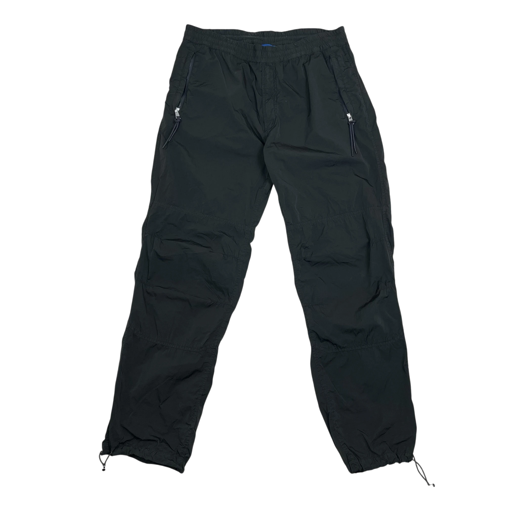Zenno Archive Moncler 1952 dark green nylon pants with zippered pockets and adjustable drawstring cuffs