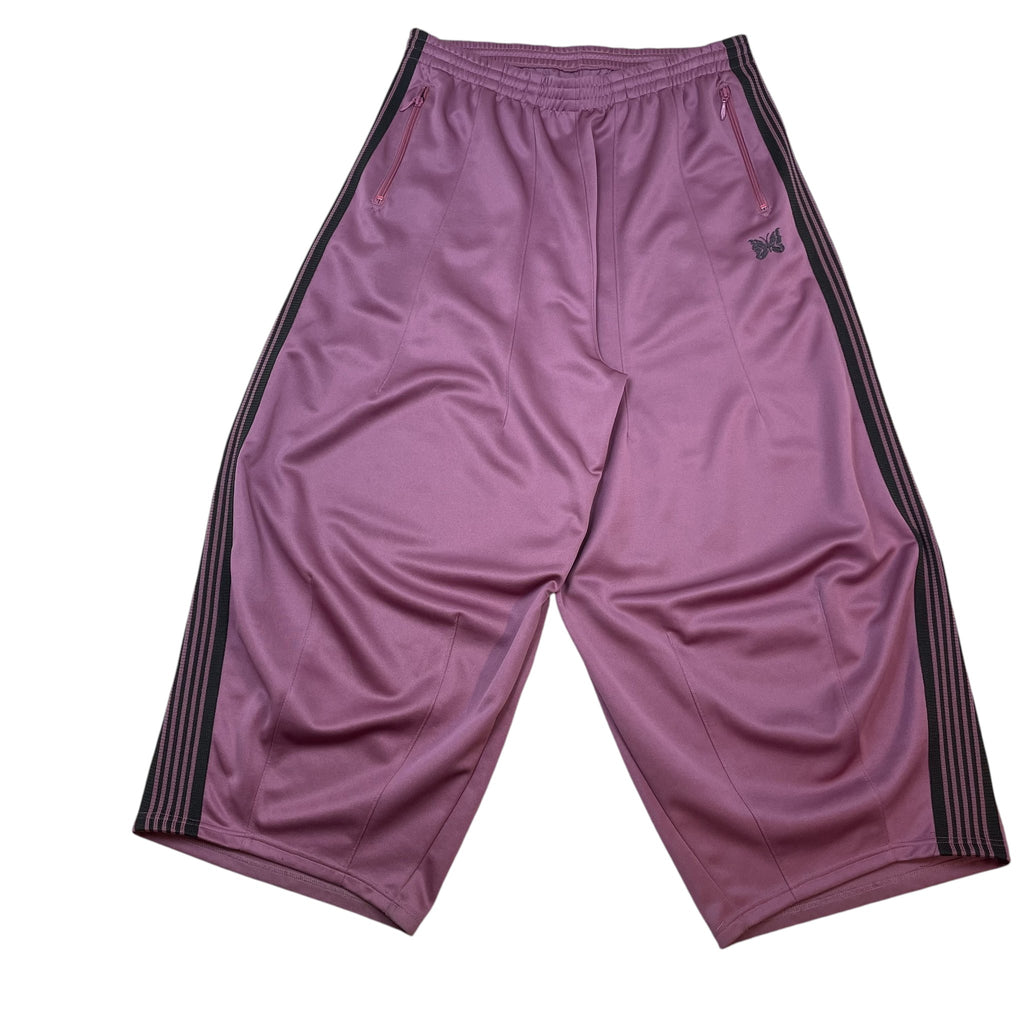 Zenno Archive Needles H.D. track pants in pink with black side stripes and embroidered butterfly logo