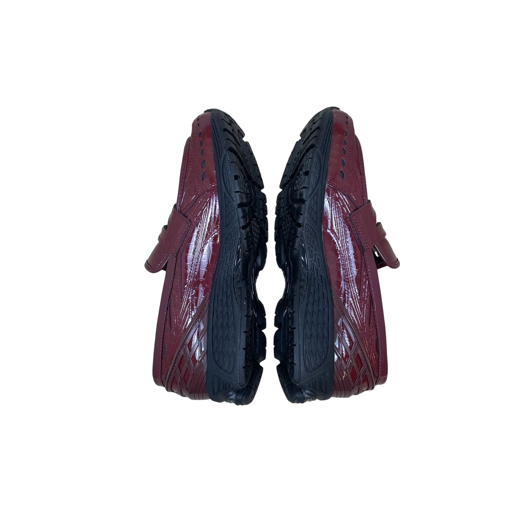 Zenno Archive New Balance 1906L loafers in maroon crocodile-embossed leather with black performance soles.