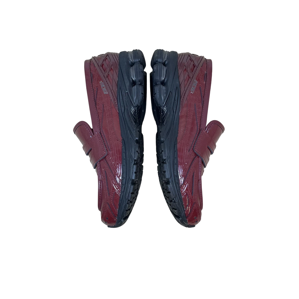 Zenno Archive New Balance 1906L loafers in maroon crocodile-embossed leather with black performance soles