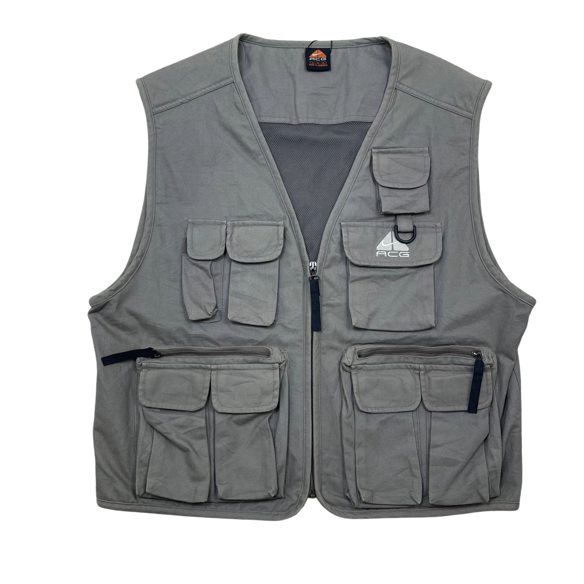 Zenno Archive vintage Nike ACG 90s tactical vest in brown with multiple utility pockets and mesh lining