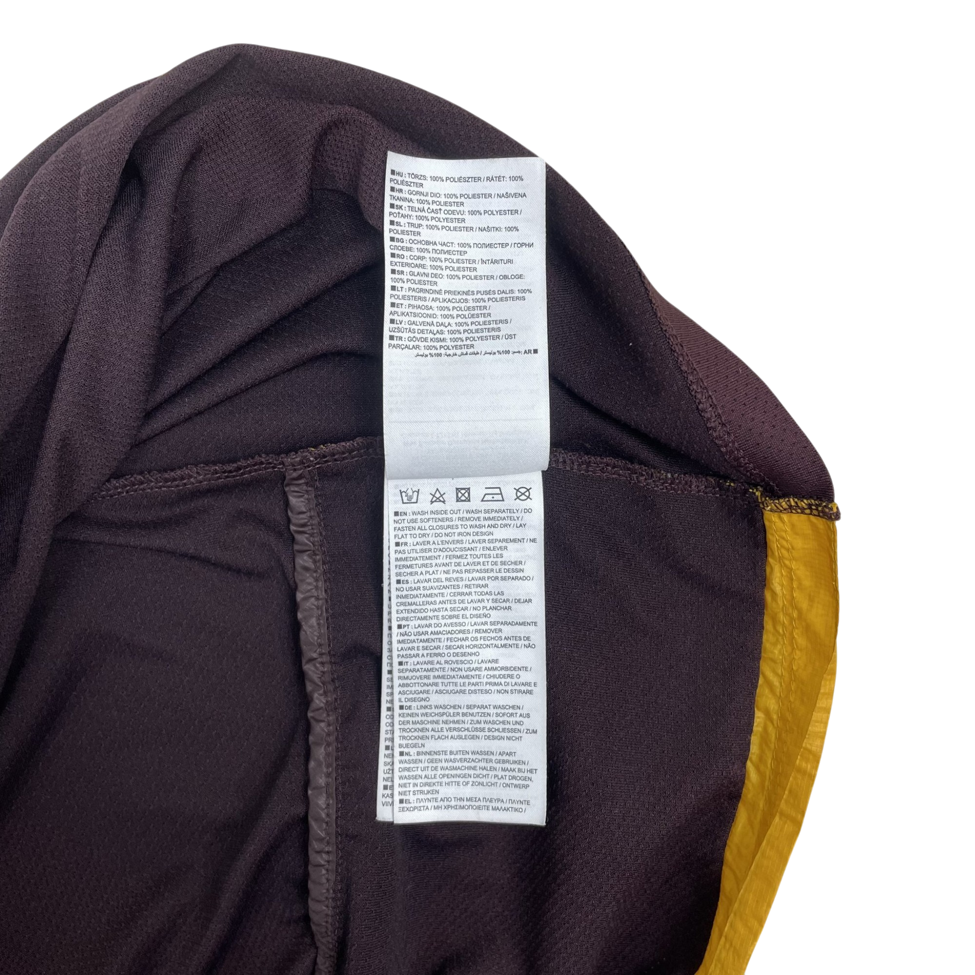 Zenno Archive Nike x Undercover Gyakusou jacket interior care label with washing instructions in multiple languages