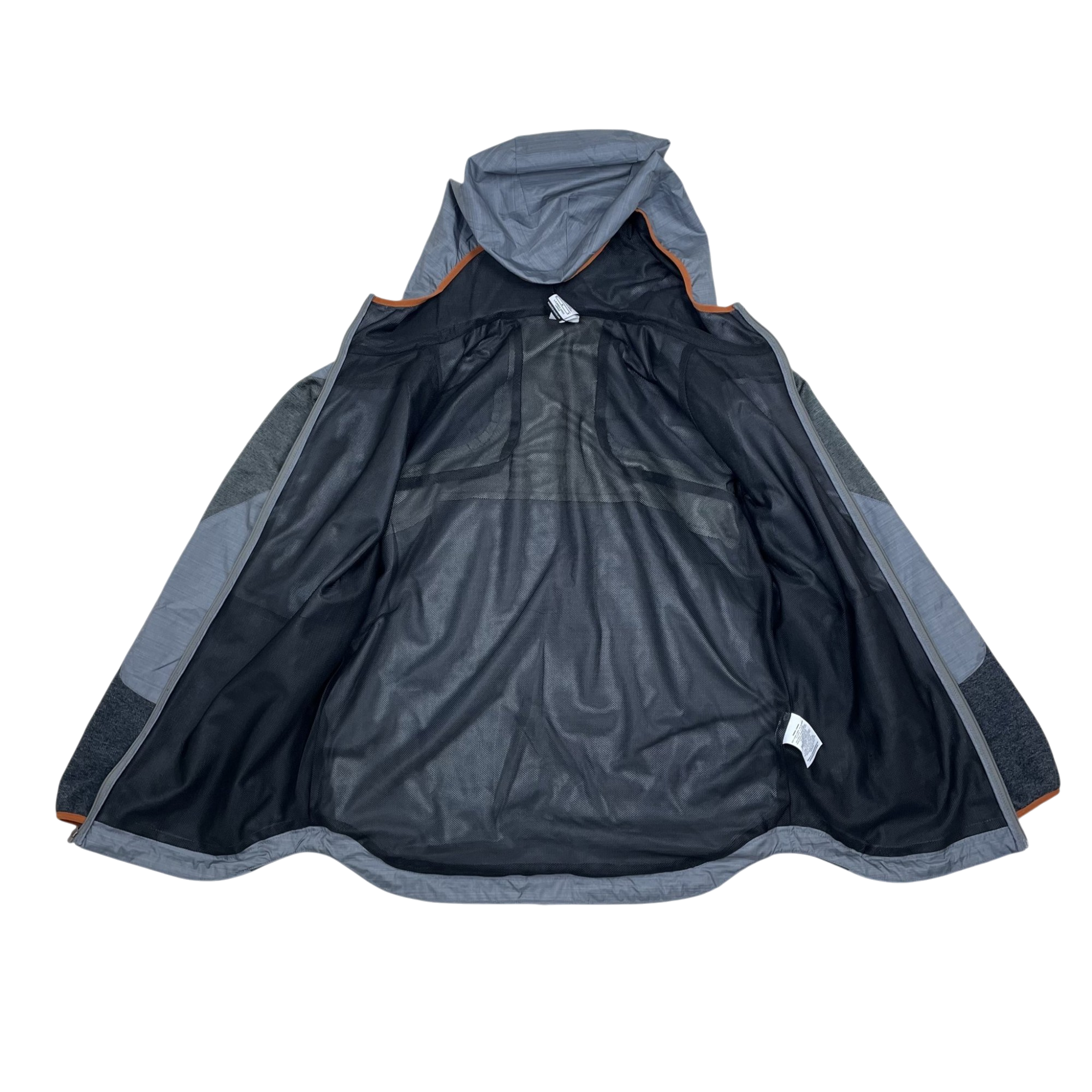 Zenno Archive Nike x Undercover Gyakusou grey technical running jacket with black mesh lining and orange trim