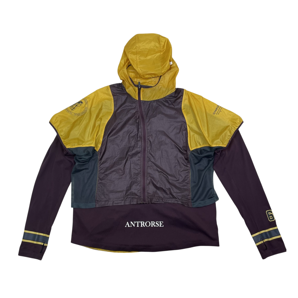Zenno Archive Nike x Undercover Gyakusou SS19 Transform jacket in burgundy and yellow with hooded design