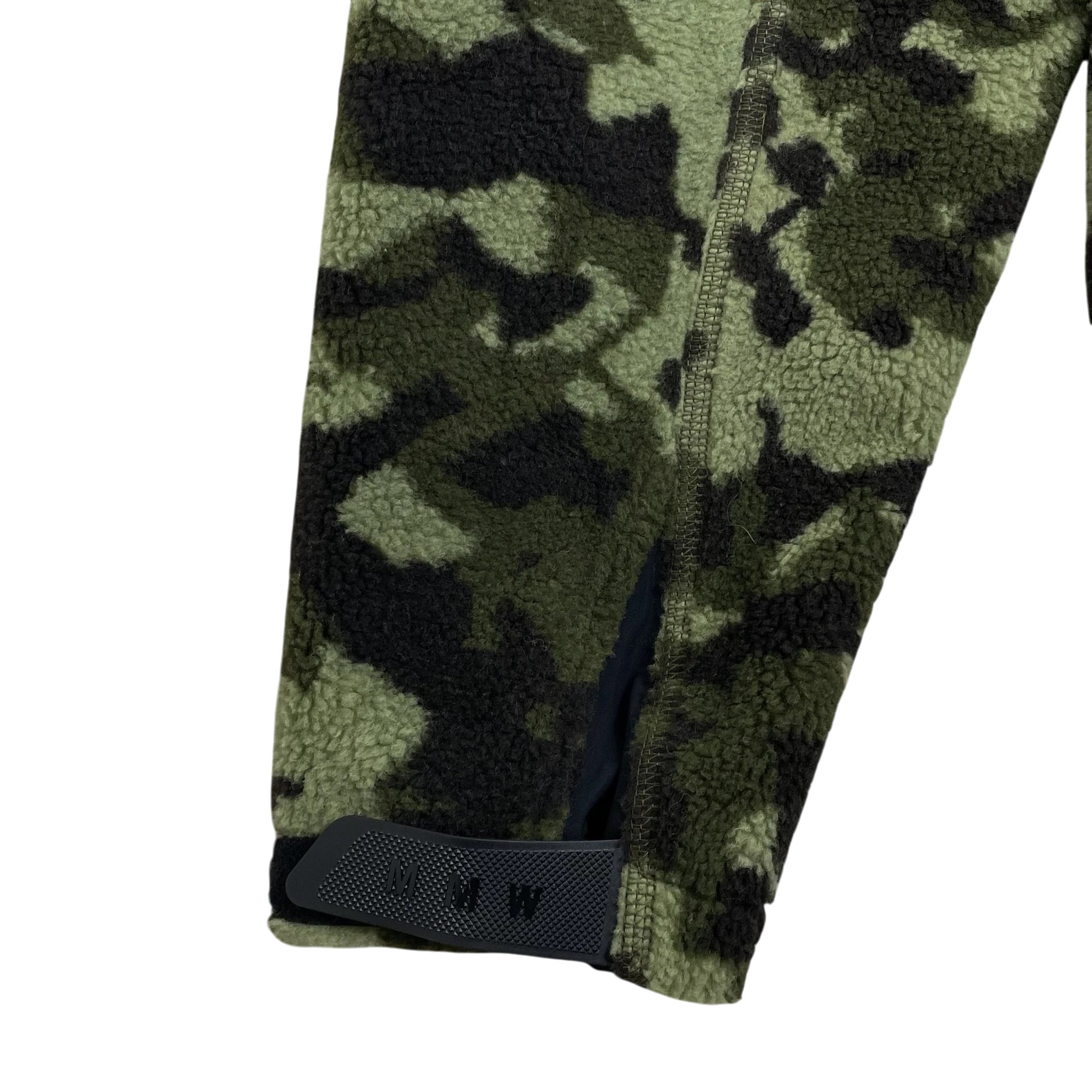 Zenno Archive Nike x MMW SS19 fleece jacket sleeve in green and black camouflage with MMW branded cuff detail