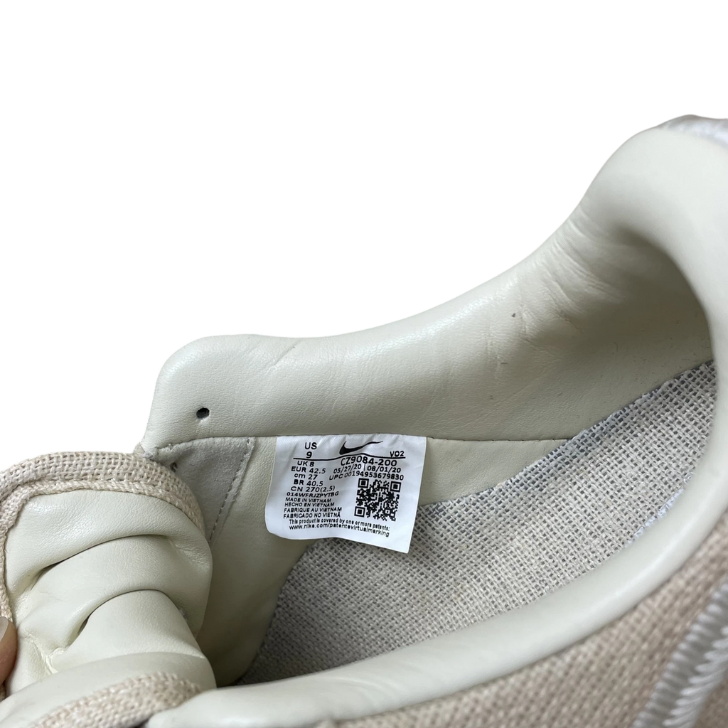 Zenno Archive Nike x Stussy Air Force 1 Fossil sneaker interior size tag and cream textile lining