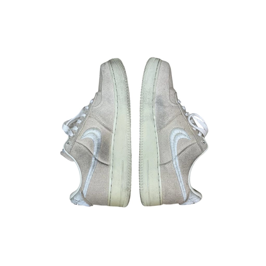 Zenno Archive Nike x Stussy Air Force 1 Low Fossil sneakers in beige hemp fabric with embroidered white swoosh