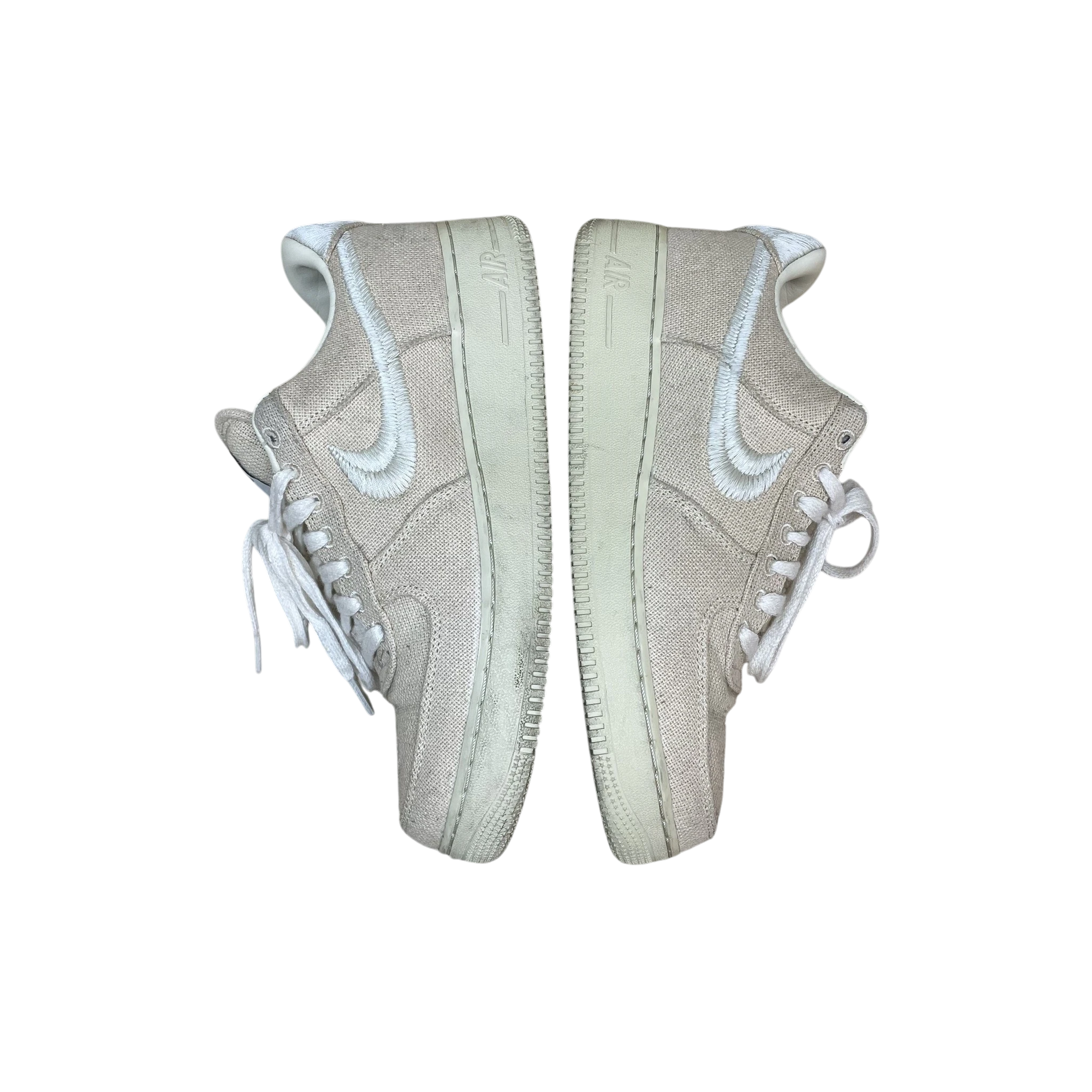 Zenno Archive Nike x Stussy Air Force 1 Low Fossil sneakers in beige hemp canvas with embroidered white swoosh