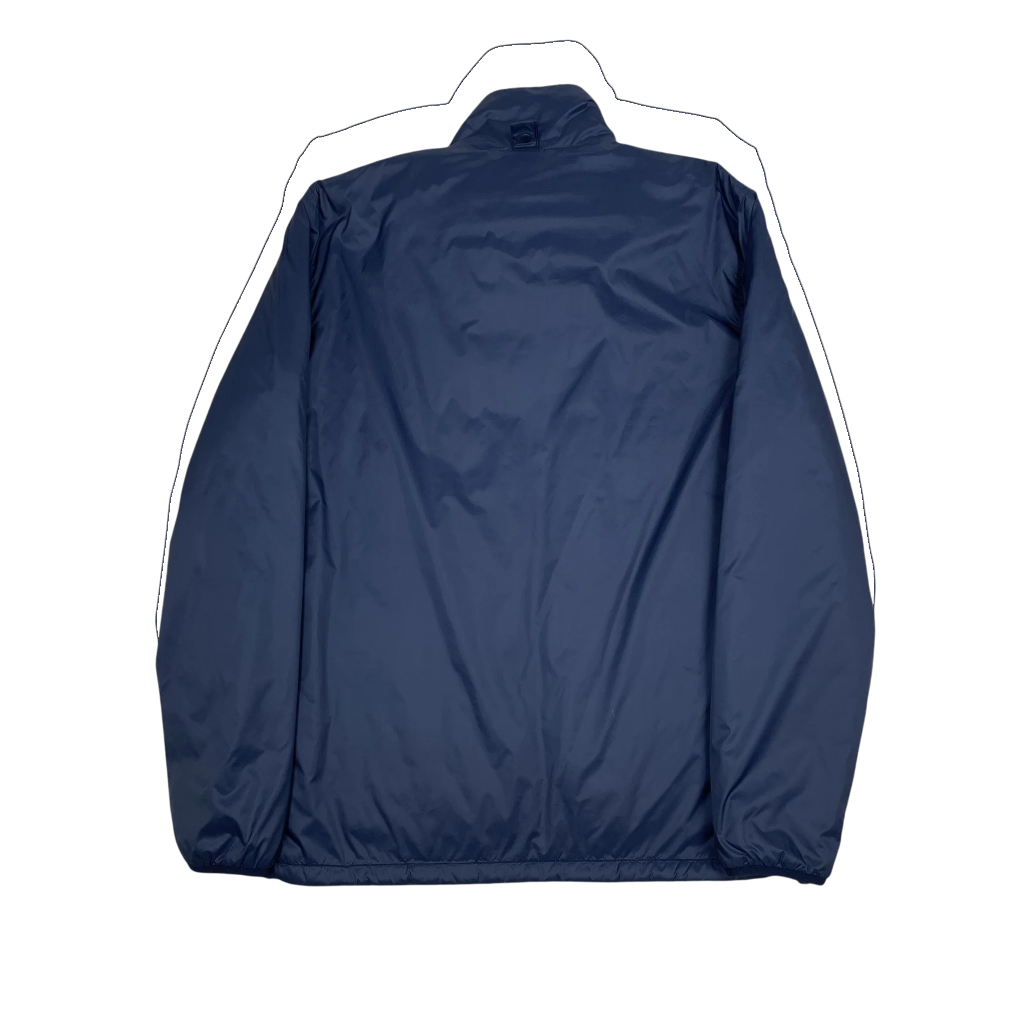 Zenno Archive Norse Projects navy insulated waterproof jacket, back view of minimalist technical outerwear