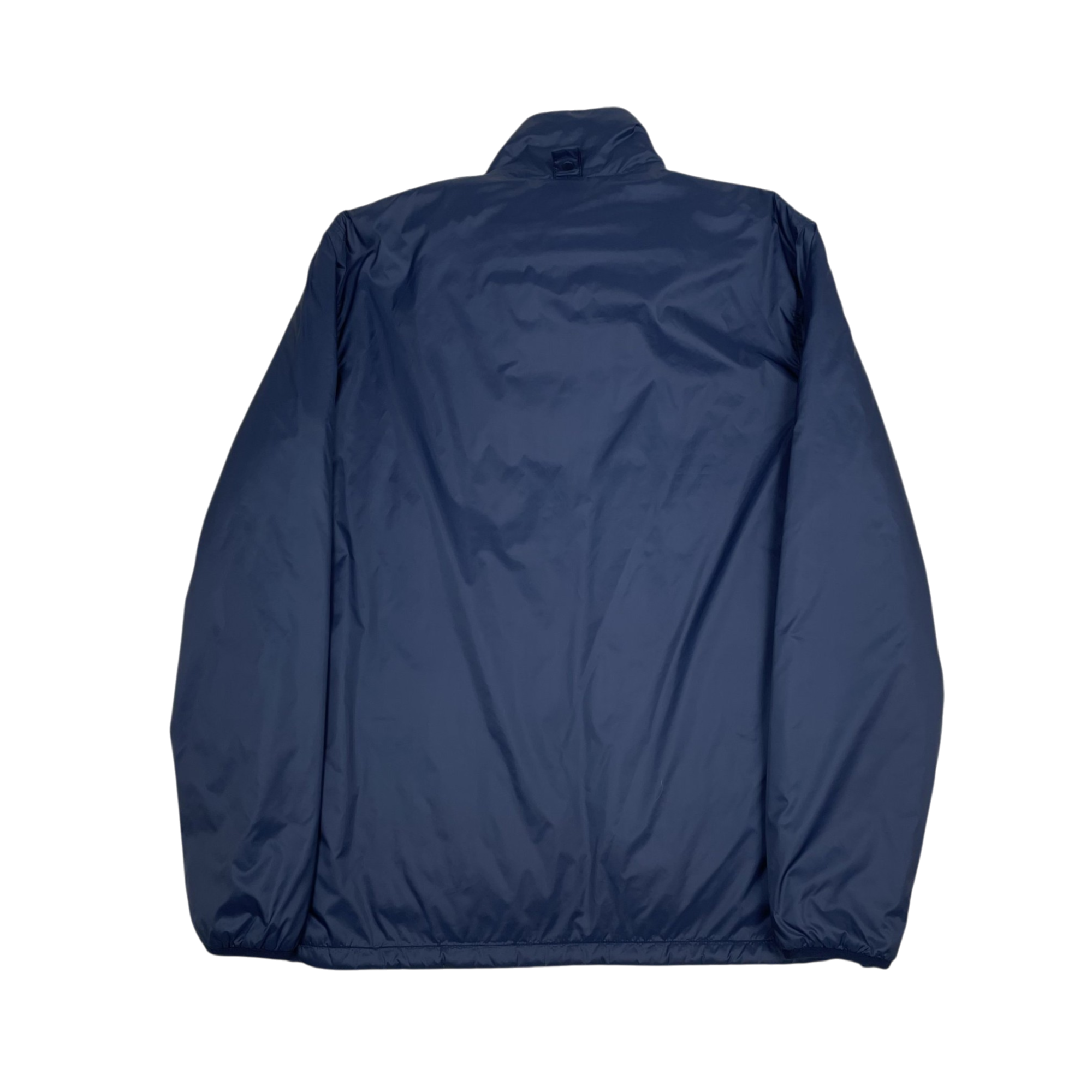 Zenno Archive Norse Projects navy insulated waterproof jacket, back view showing smooth technical fabric.