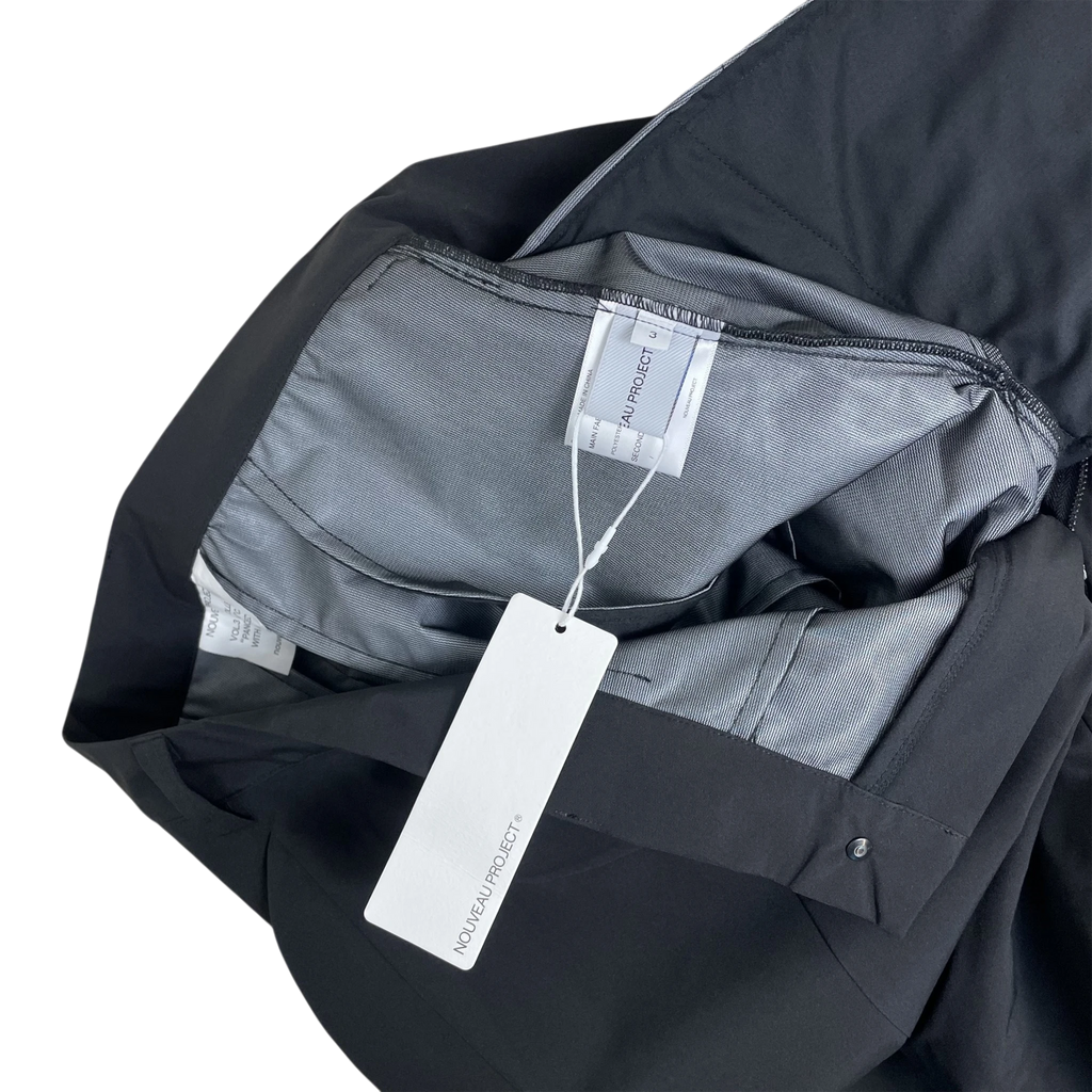 Zenno Archive Nouveou Project black technical trousers with interior brand tag and original retail price tag