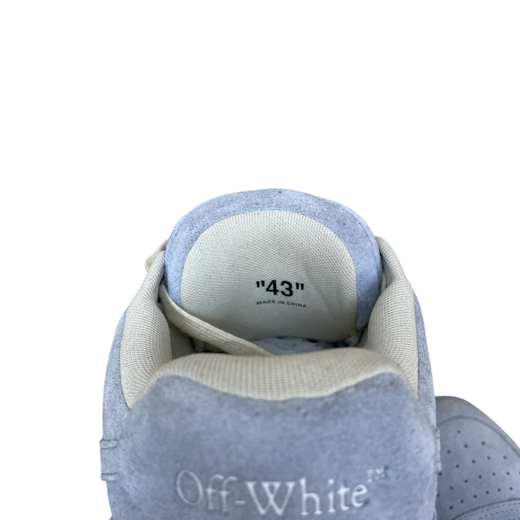 Zenno Archive Off-White Out Of Office light blue suede sneaker tongue detail with size 43 label