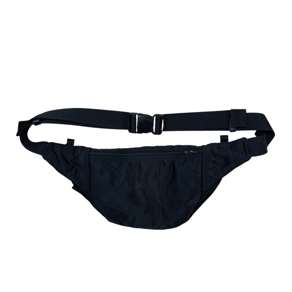 Zenno Archive Porter Tanker waist bag in black nylon with an adjustable strap and secure buckle closure.