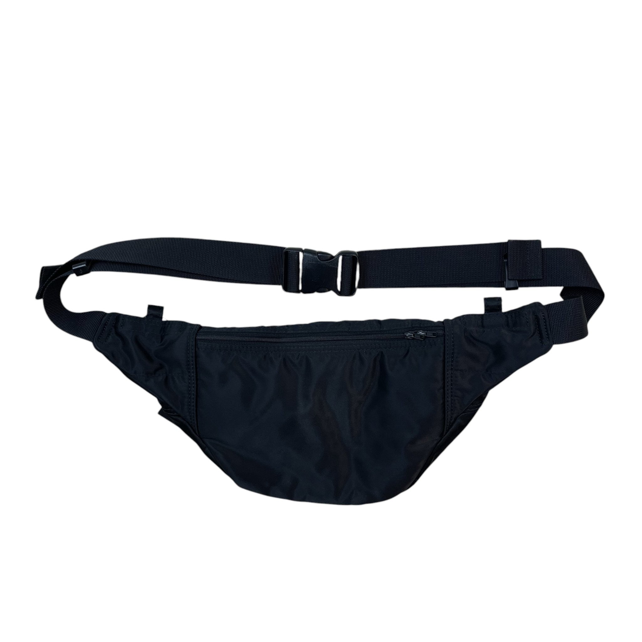 Zenno Archive Porter Tanker waist bag in black nylon with an adjustable strap and secure buckle closure.