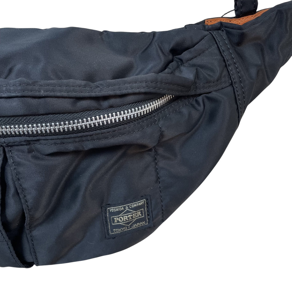 Zenno Archive Porter Tanker waist bag in black nylon with silver zipper and signature woven logo patch