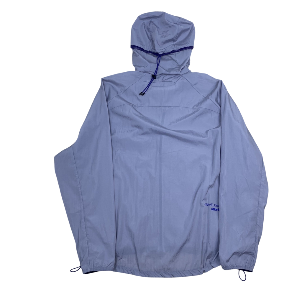 Zenno Archive Office H purple nylon hooded jacket with drawstring hood and back graphic detail