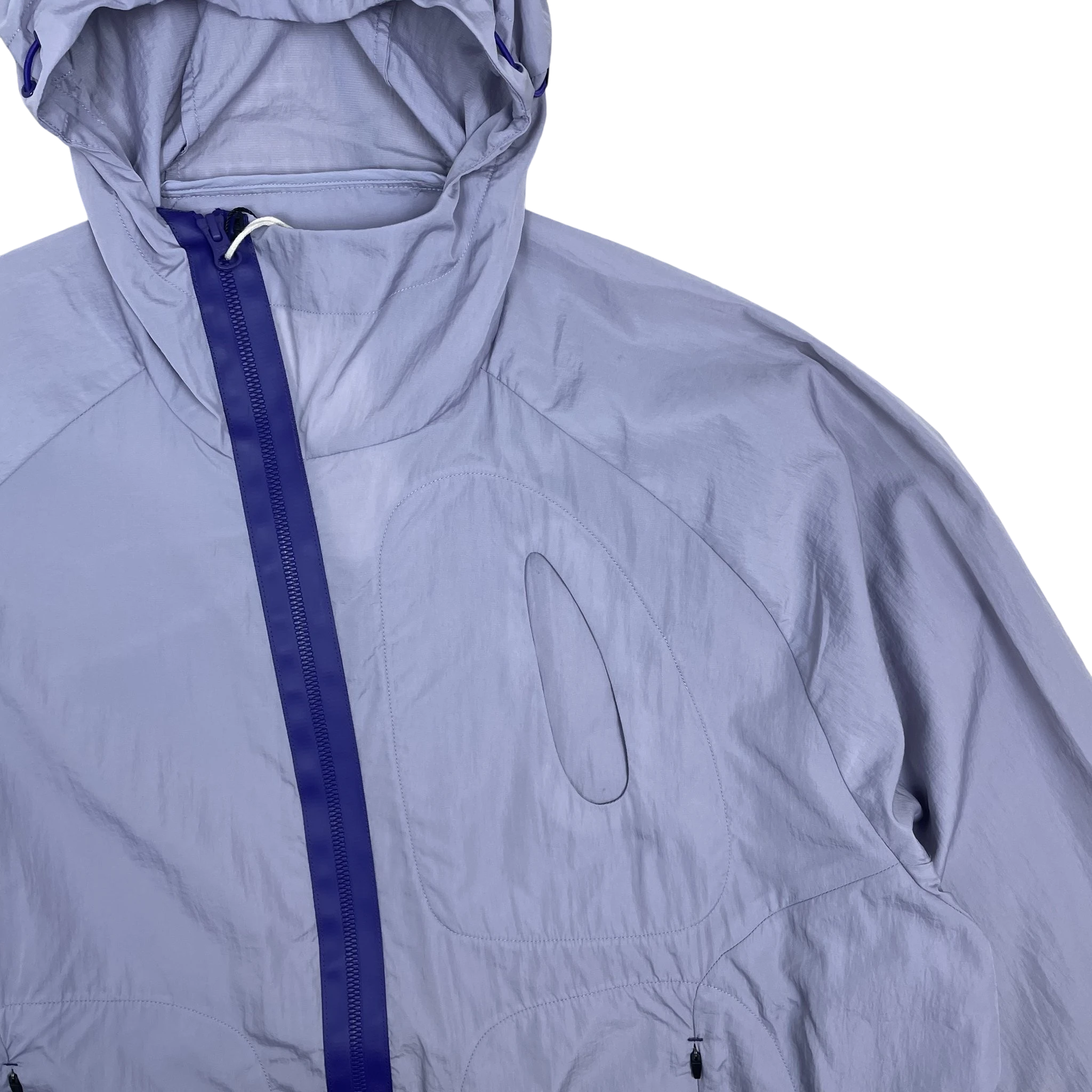 Zenno Archive Office H nylon hooded jacket in light purple with a dark purple taped zipper and chest pocket detail
