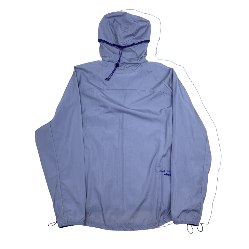 Zenno Archive Office H purple nylon hooded jacket with drawstring hood and back graphic detail