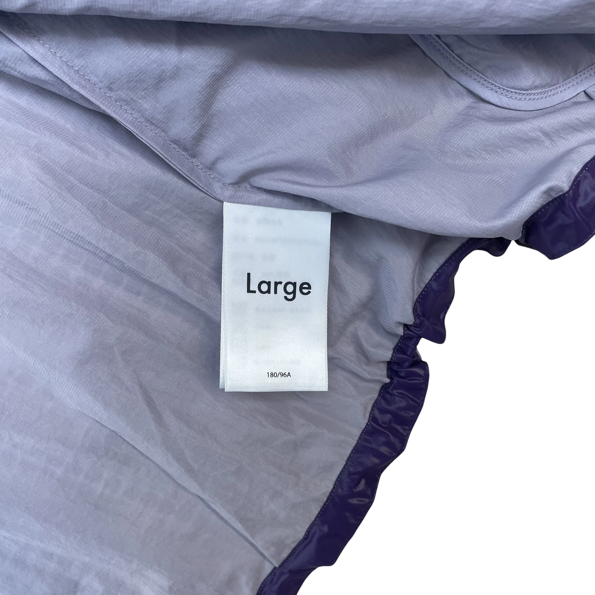 Zenno Archive Office H nylon hooded jacket in purple with a size large interior tag