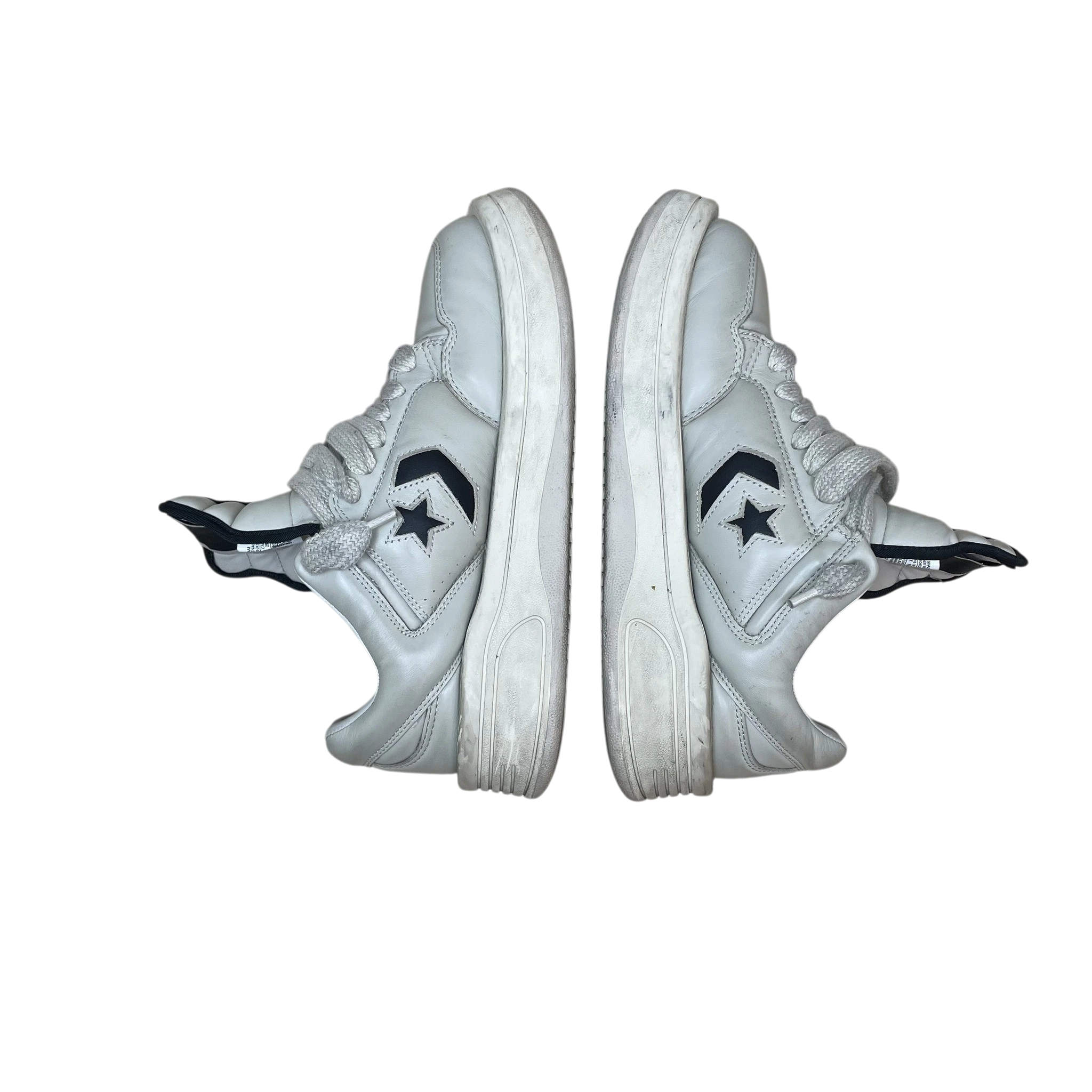 Zenno Archive Rick Owens DRKSHDW x Converse TURBOWPN sneakers in cream leather with black star logo side profile