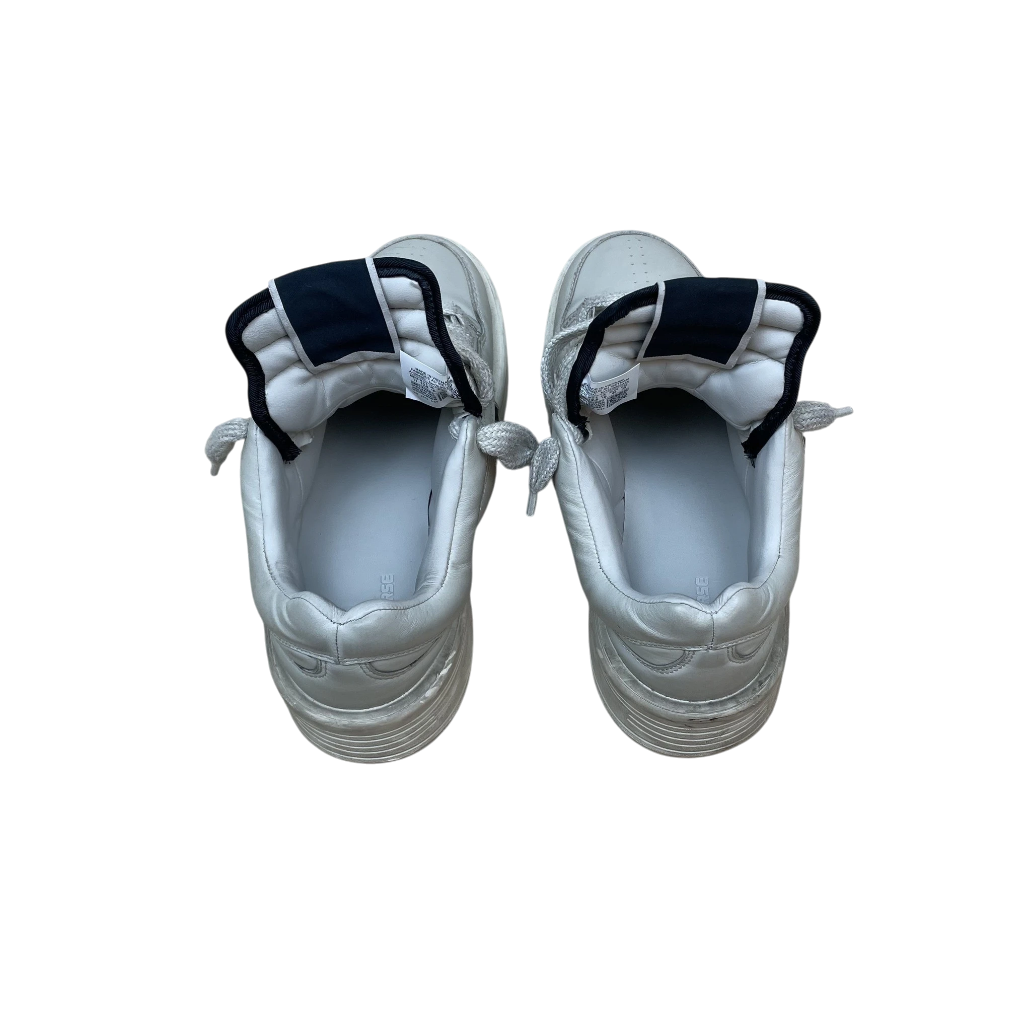 Zenno Archive Rick Owens DRKSHDW x Converse TURBOWPN sneakers in cream leather with oversized tongues, top view