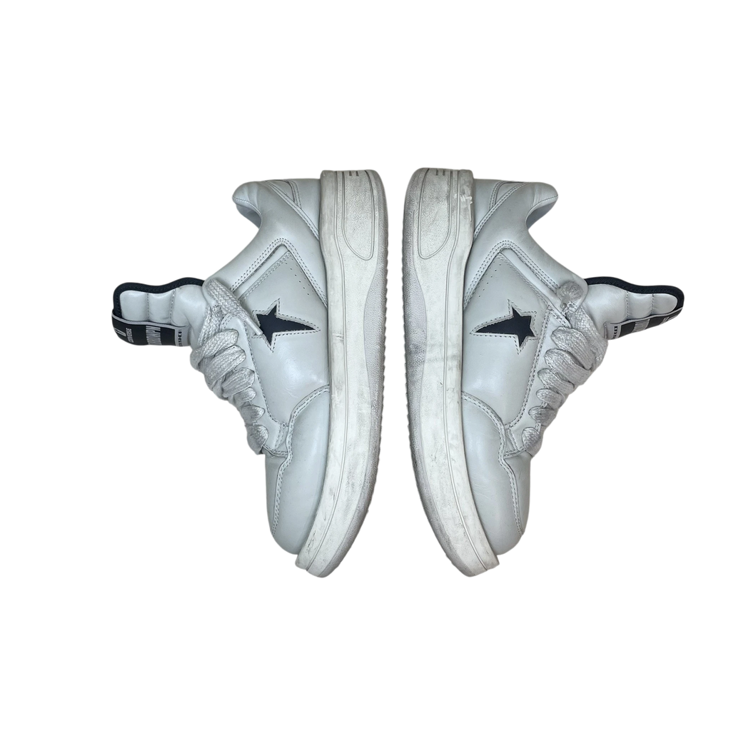 Zenno Archive Rick Owens DRKSHDW x Converse TURBOWPN sneakers in cream leather with black star logo side detail