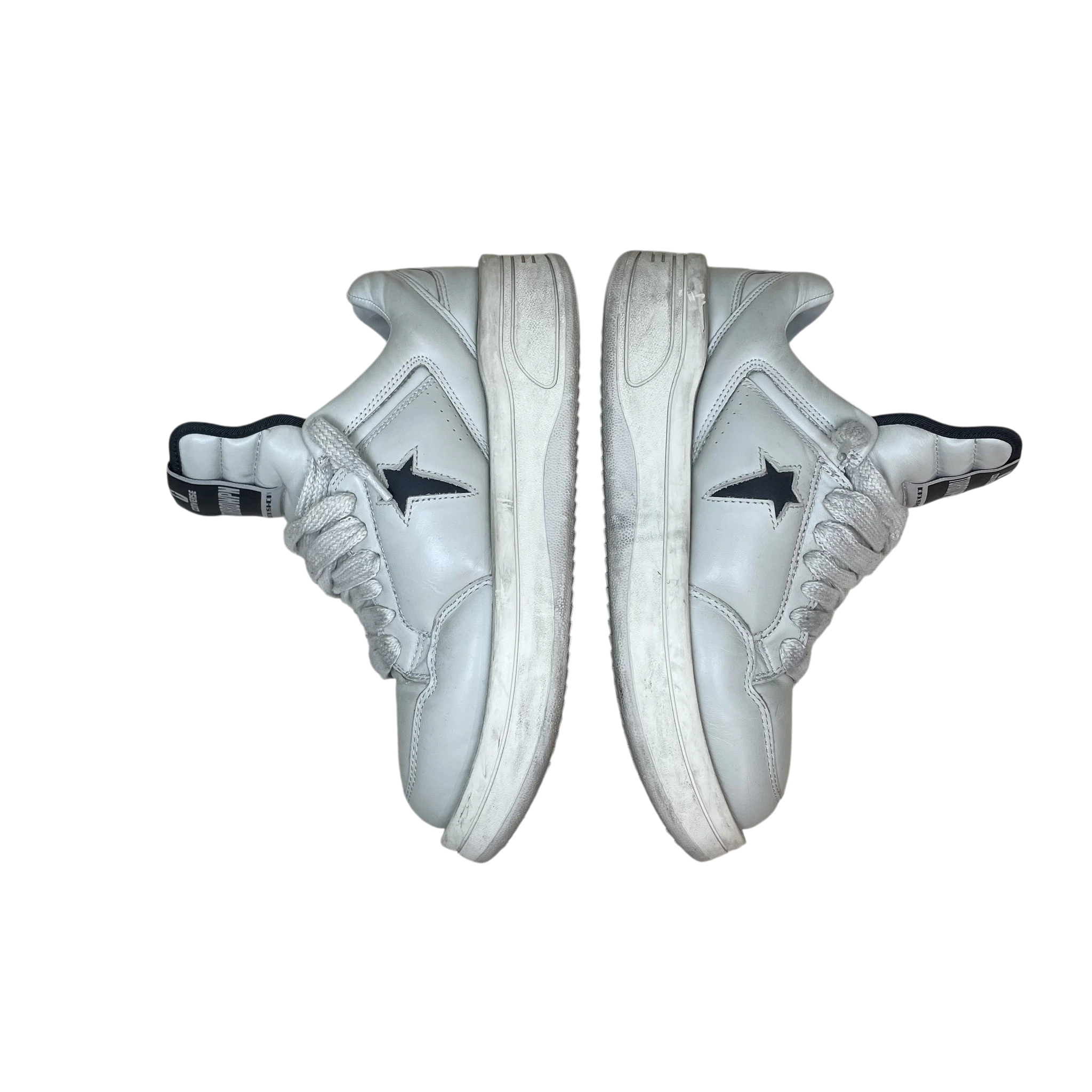 Zenno Archive Rick Owens DRKSHDW x Converse TURBOWPN sneakers in cream leather with black star logo side detail