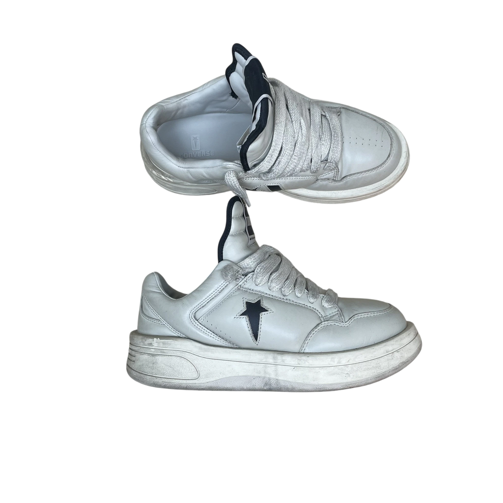 Zenno Archive Rick Owens DRKSHDW x Converse TURBOWPN sneakers in cream leather with black star detail