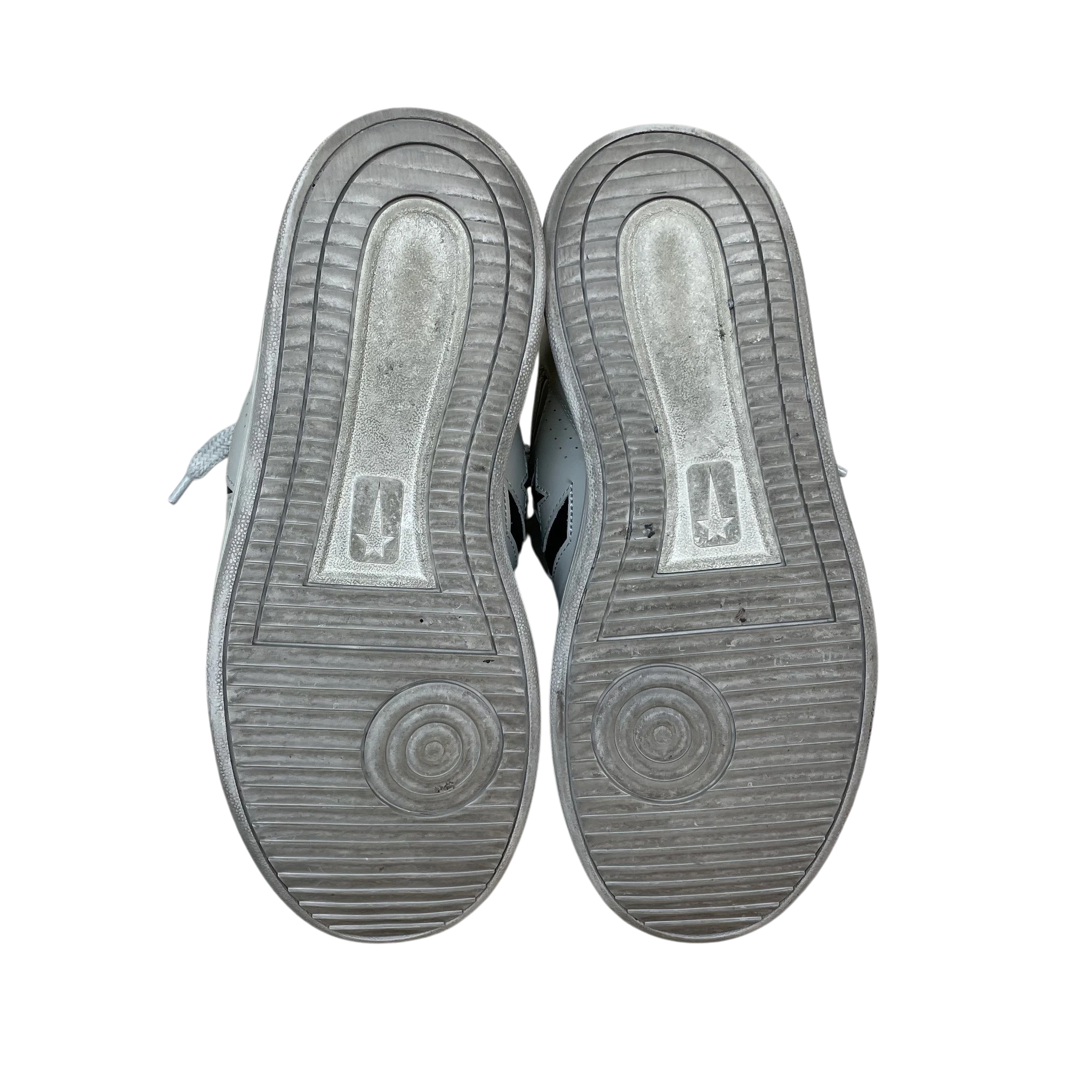 Zenno Archive Rick Owens DRKSHDW x Converse TURBOWPN sneakers showing the worn grey rubber outsoles