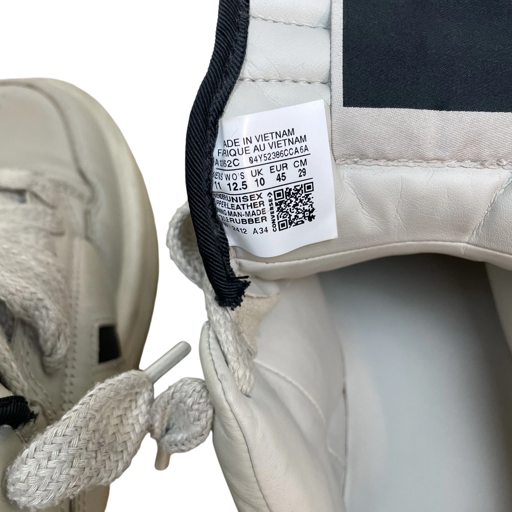 Zenno Archive Rick Owens DRKSHDW x Converse TURBOWPN sneaker interior size label showing EU 45 and leather details