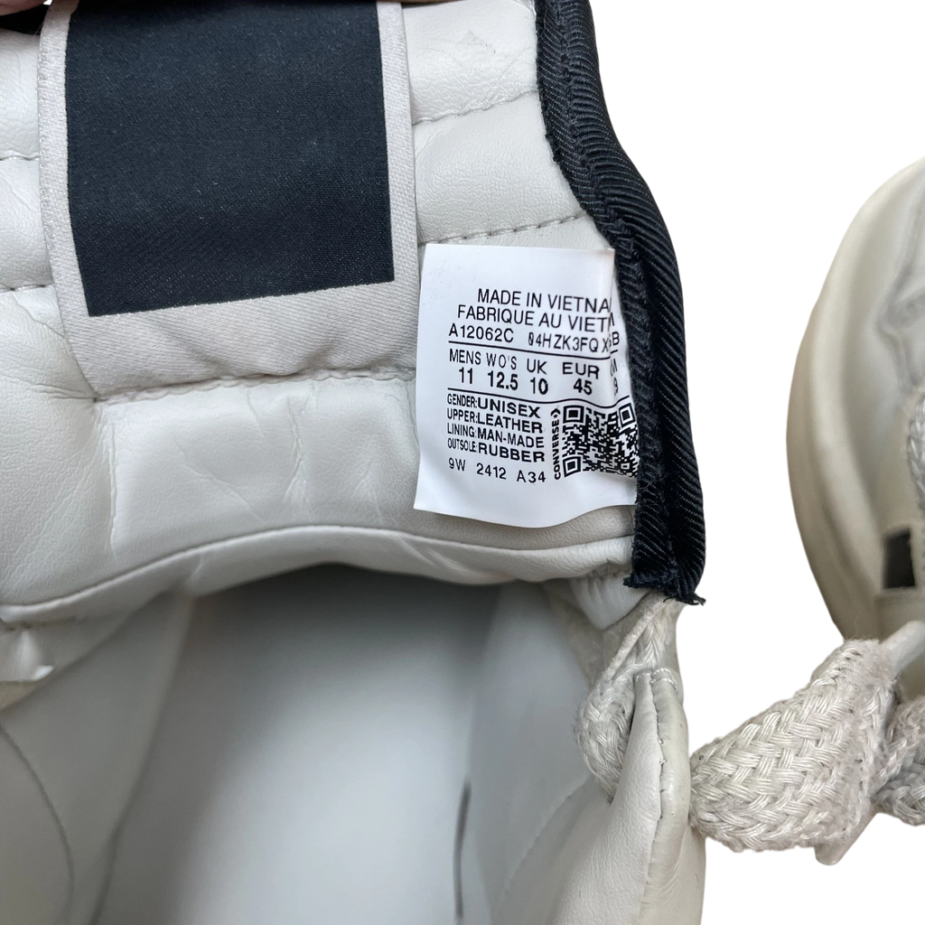 Zenno Archive Rick Owens DRKSHDW x Converse TURBOWPN sneaker size label showing EU 45 and leather construction