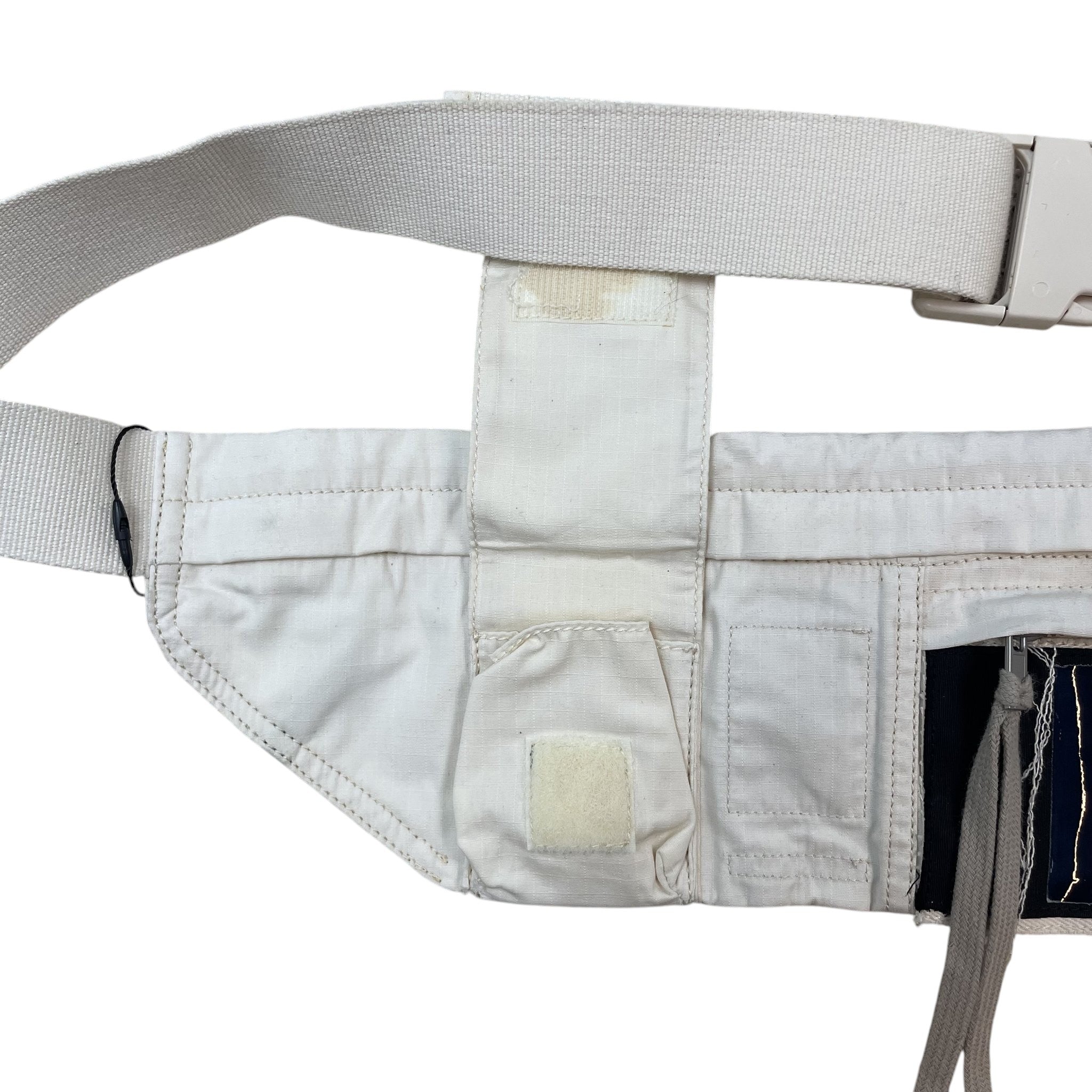 Zenno Archive Rick Owens DRKSHDW Aliens ivory canvas belt bag with adjustable strap and velcro closure detail