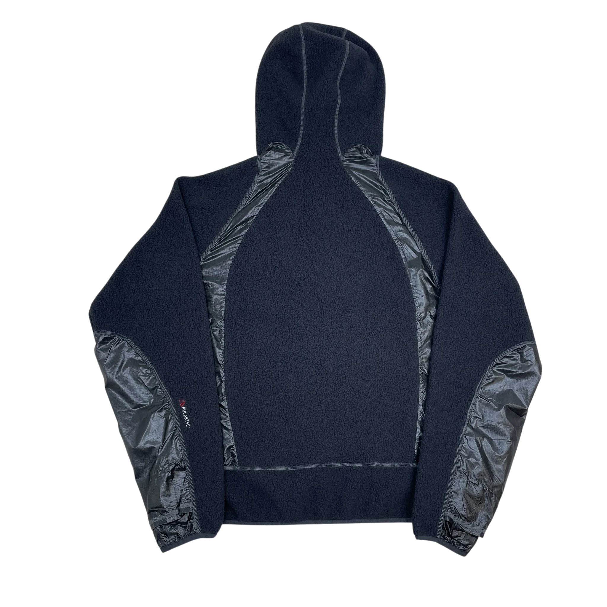 Zenno Archive ROA Ocular Polartec Thermal Pro black zip-up hoodie featuring technical fleece and nylon paneling