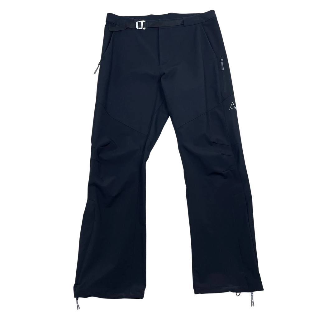 Zenno Archive ROA black softshell technical pants with integrated belt and zippered pockets