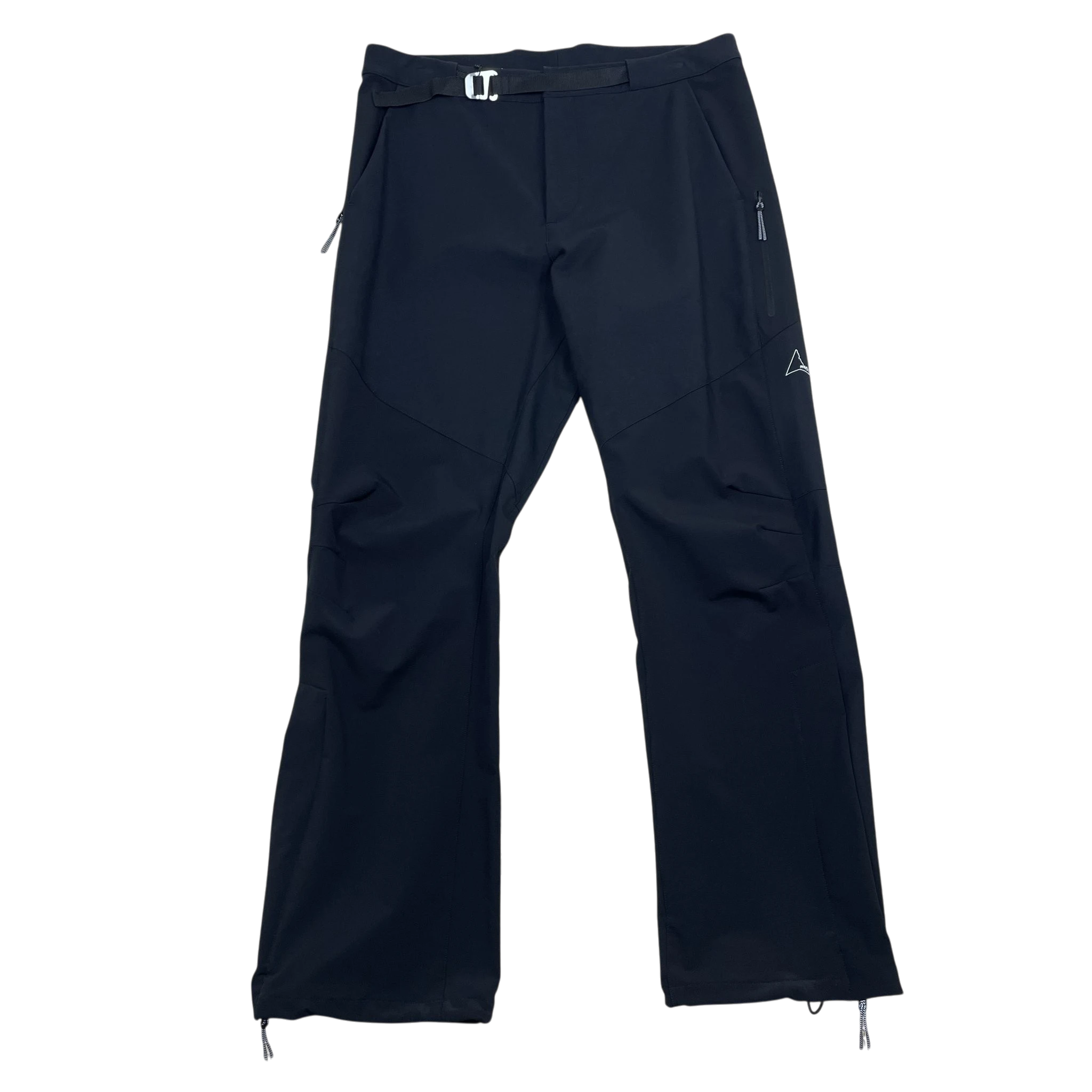 Zenno Archive ROA black softshell technical pants with integrated belt and zippered pockets