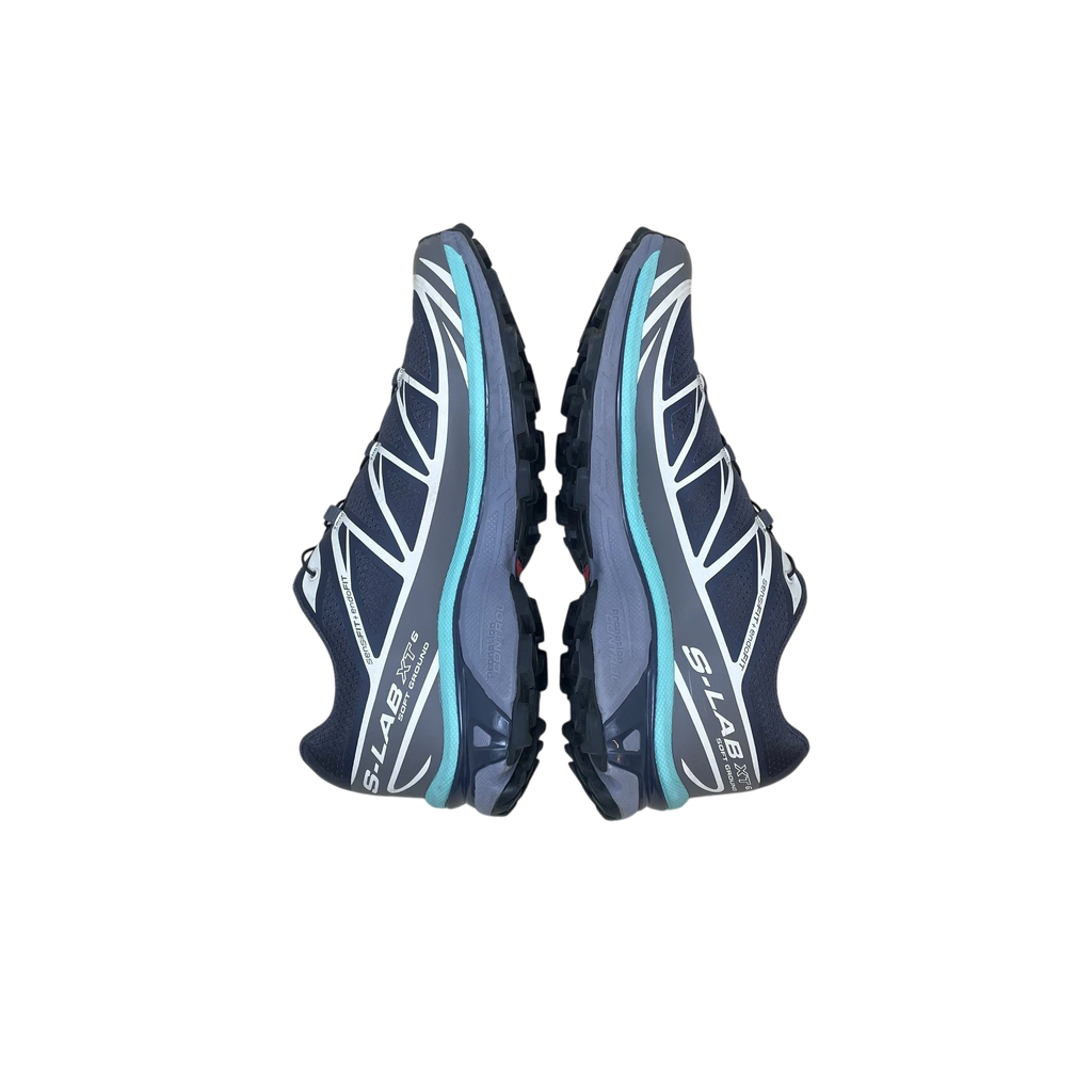 Zenno Archive Salomon XT-6 sneakers in Nine Iron and Waterfall grey and blue colourway with durable trail design.