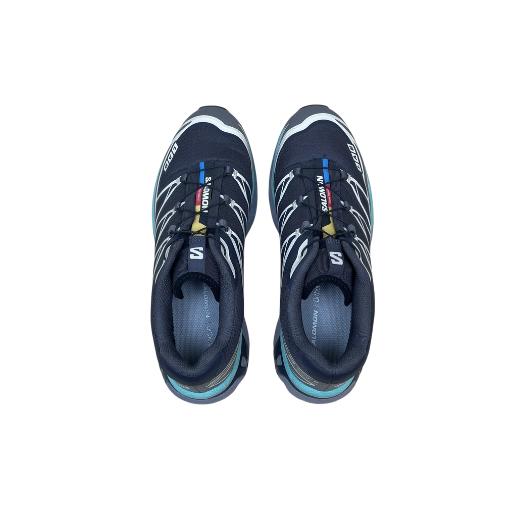 Zenno Archive Salomon XT-6 sneakers in Nine Iron and Waterfall grey and blue with technical mesh and quicklace system
