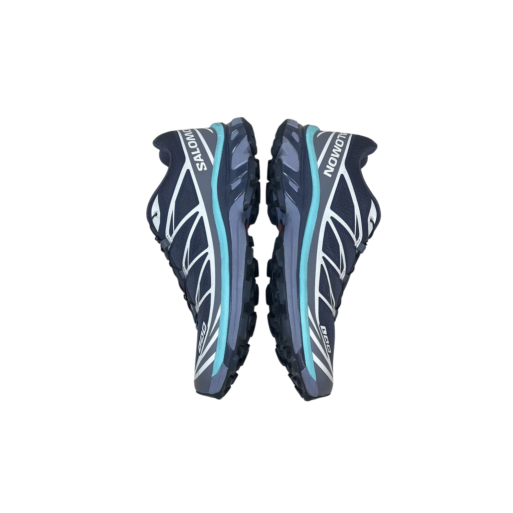 Zenno Archive Salomon XT-6 sneakers in Nine Iron and Waterfall grey and blue colorway with technical mesh design